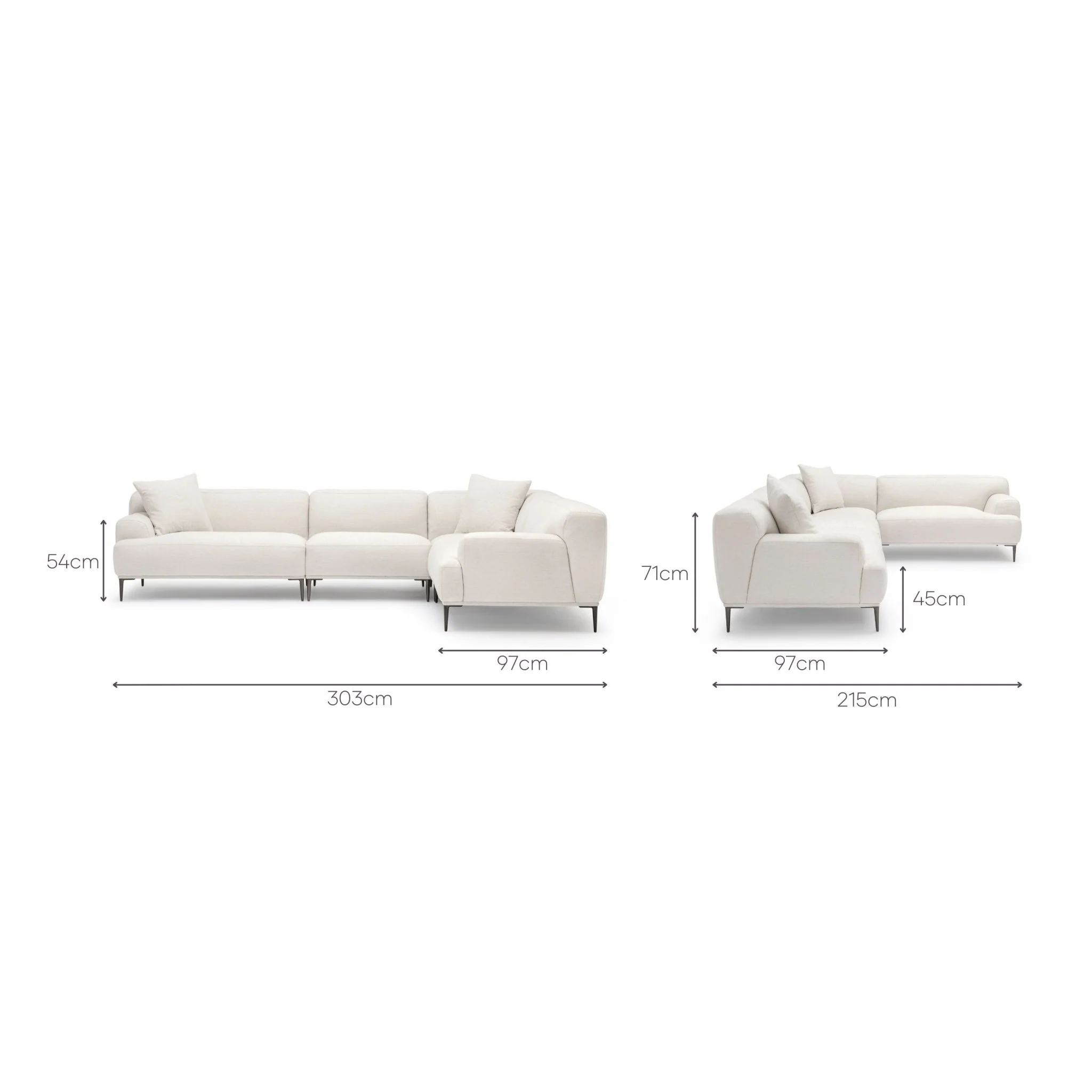 Amelia Closed Corner Sofa - Canvas White - Image 15