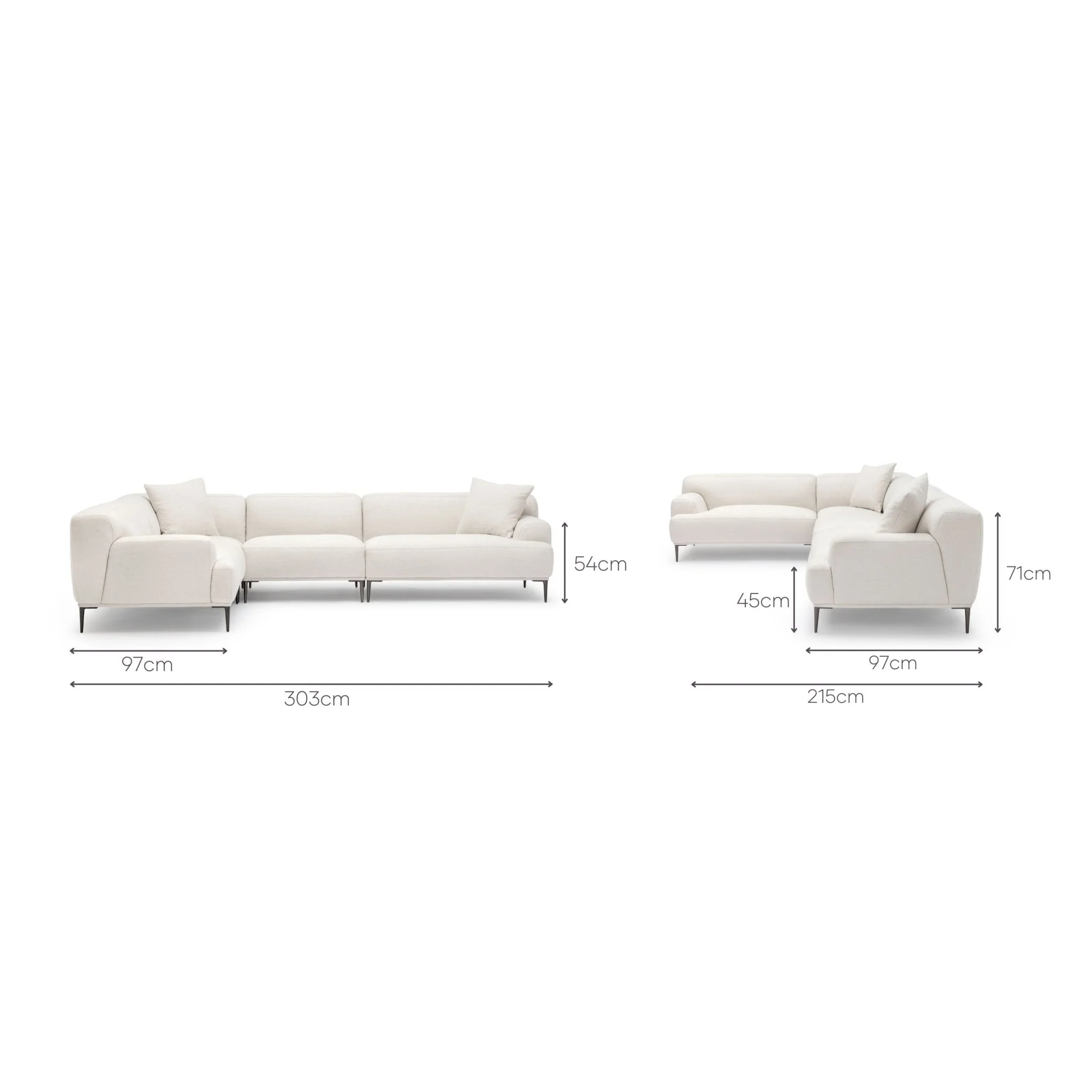 Amelia Closed Corner Sofa - Canvas White - Image 8