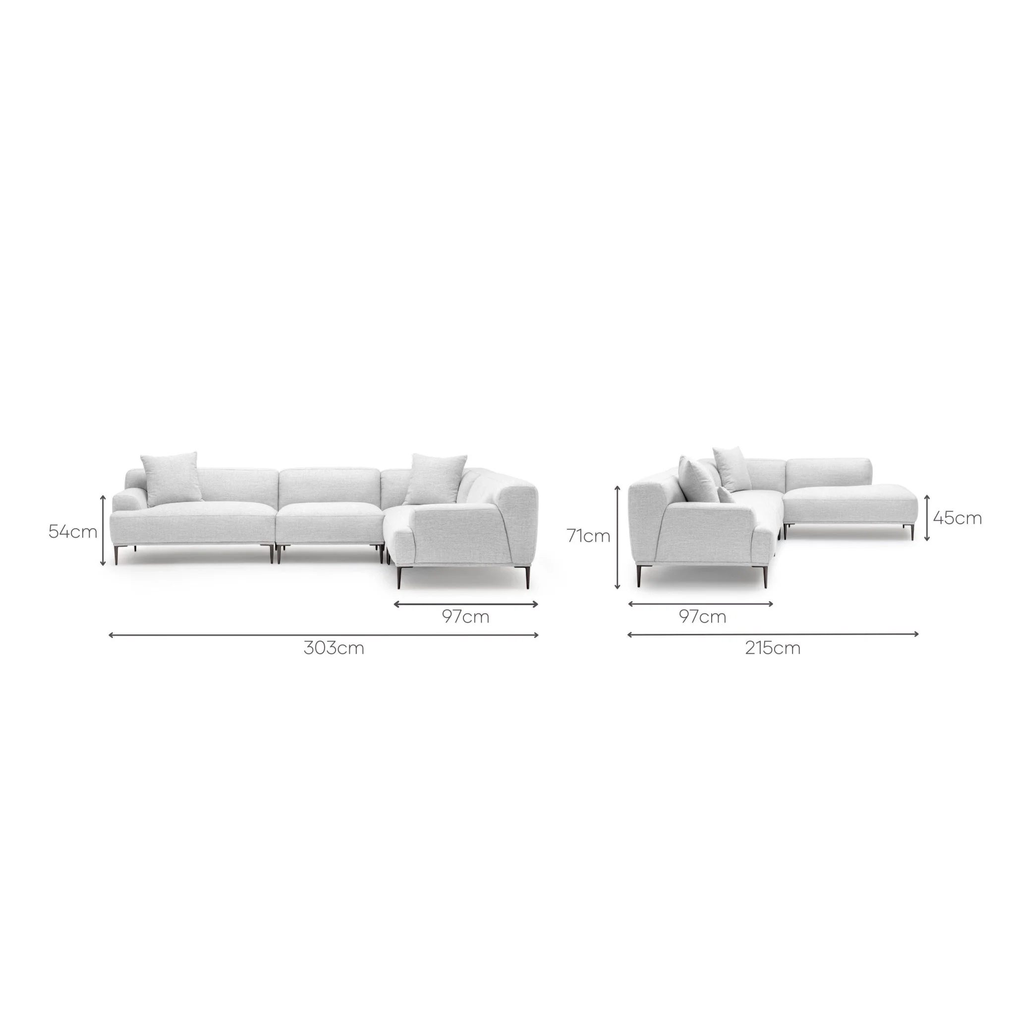Amelia Closed Corner Sofa - Silver - Image 4