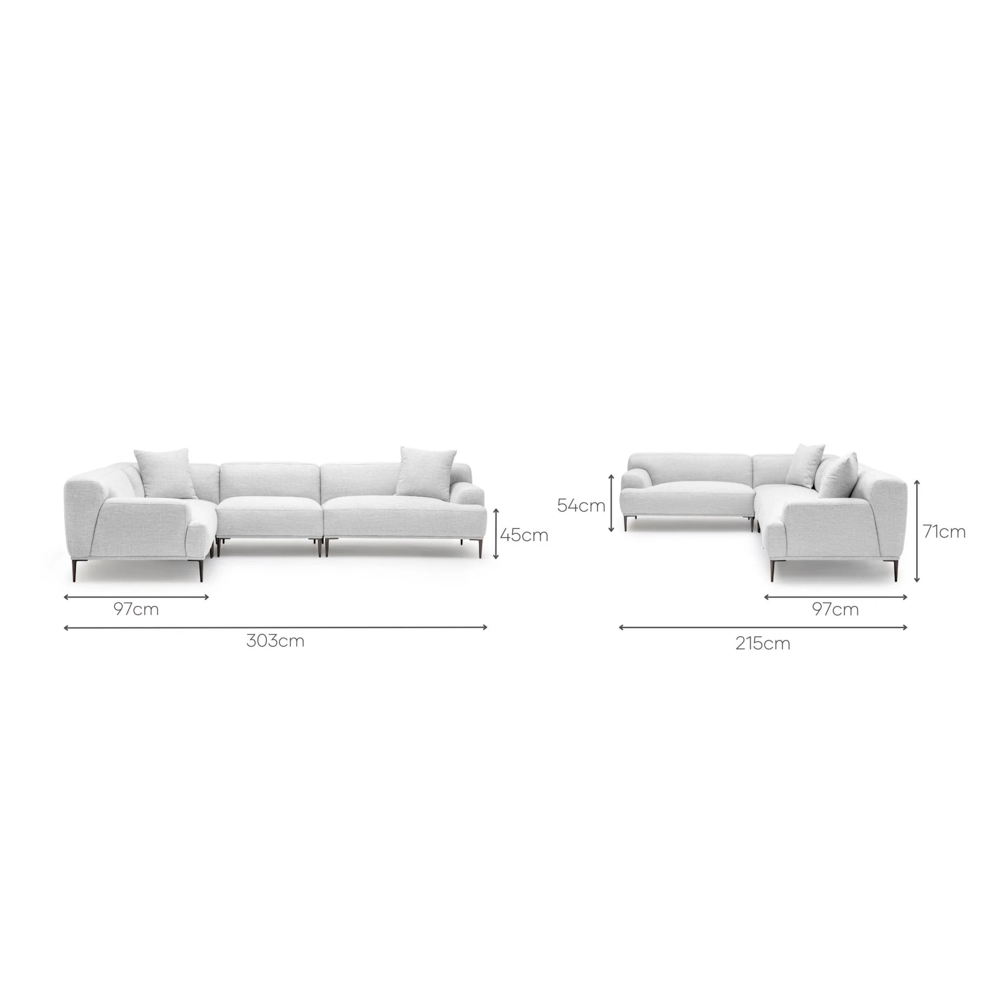 Amelia Closed Corner Sofa - Silver - Image 8