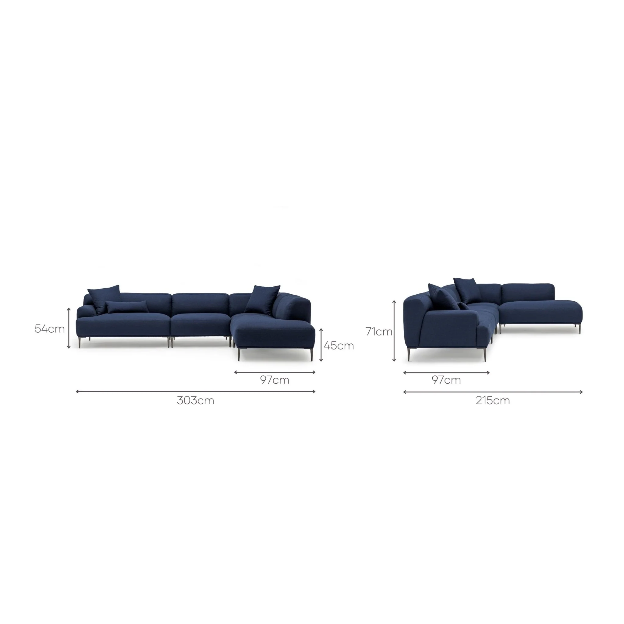Amelia Corner Sofa - Midnight Blue - Image 12