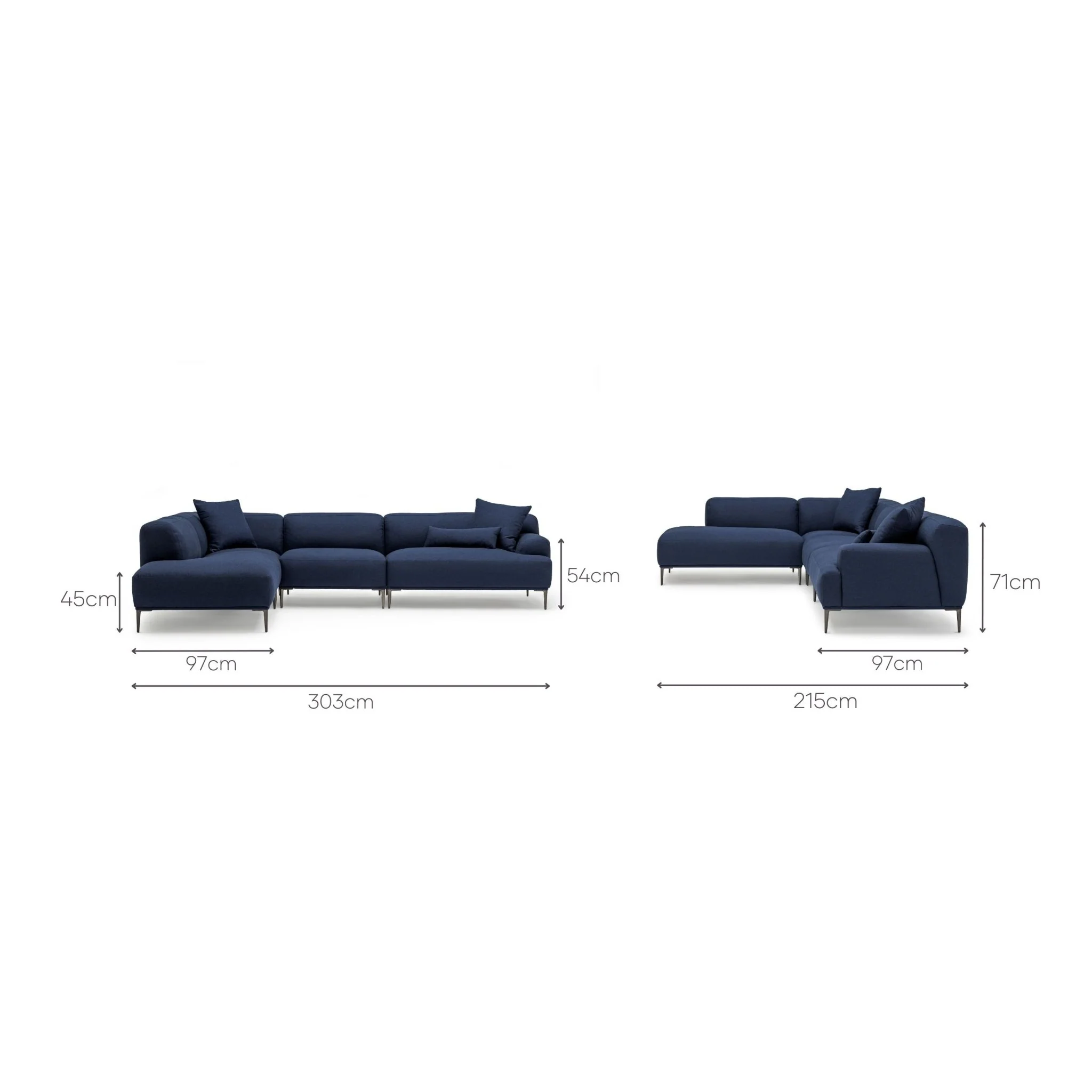 Amelia Corner Sofa - Midnight Blue - Image 6
