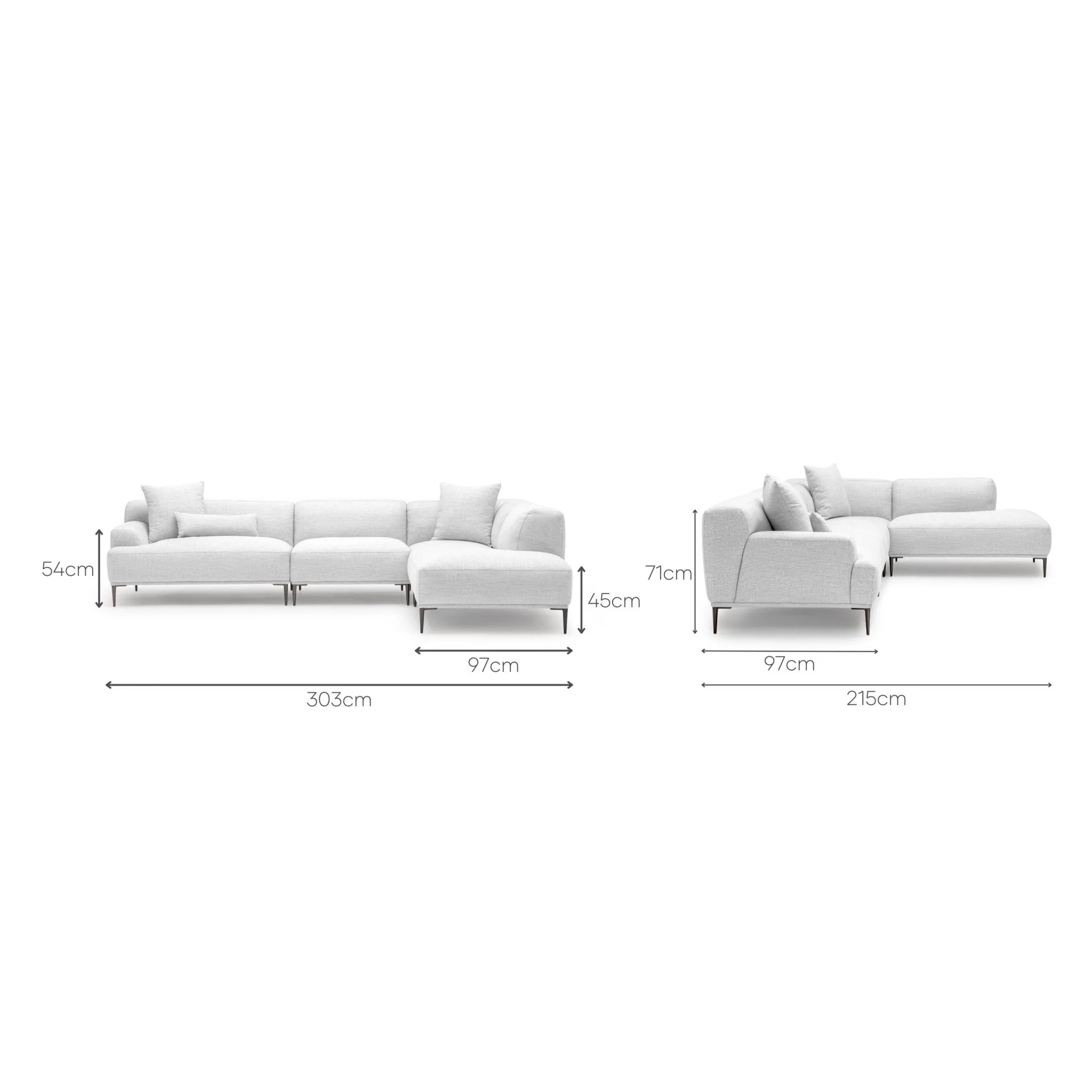 Amelia Corner Sofa - Silver - Image 8