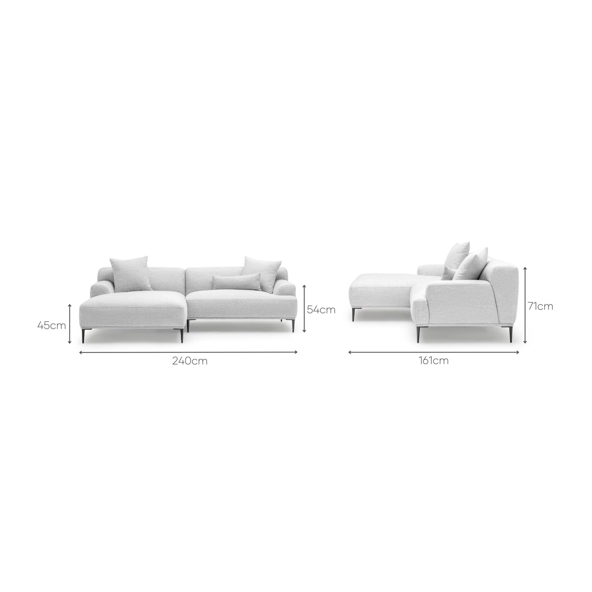 Amelia L-Shaped Sofa - Silver - Image 4