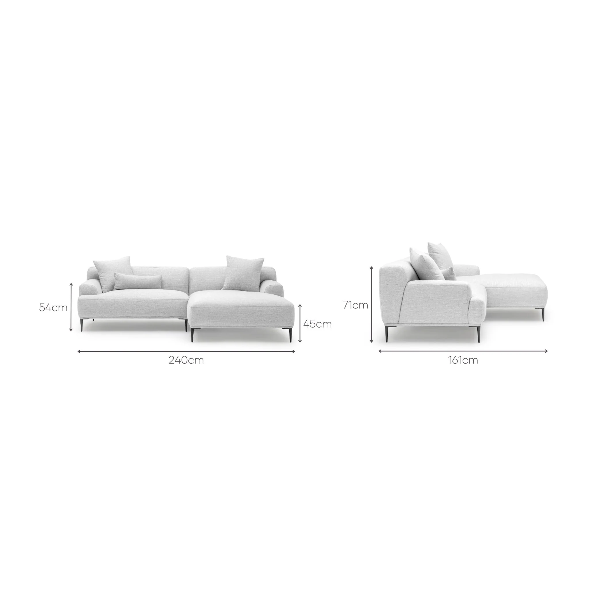 Amelia L-Shaped Sofa - Silver - Image 8