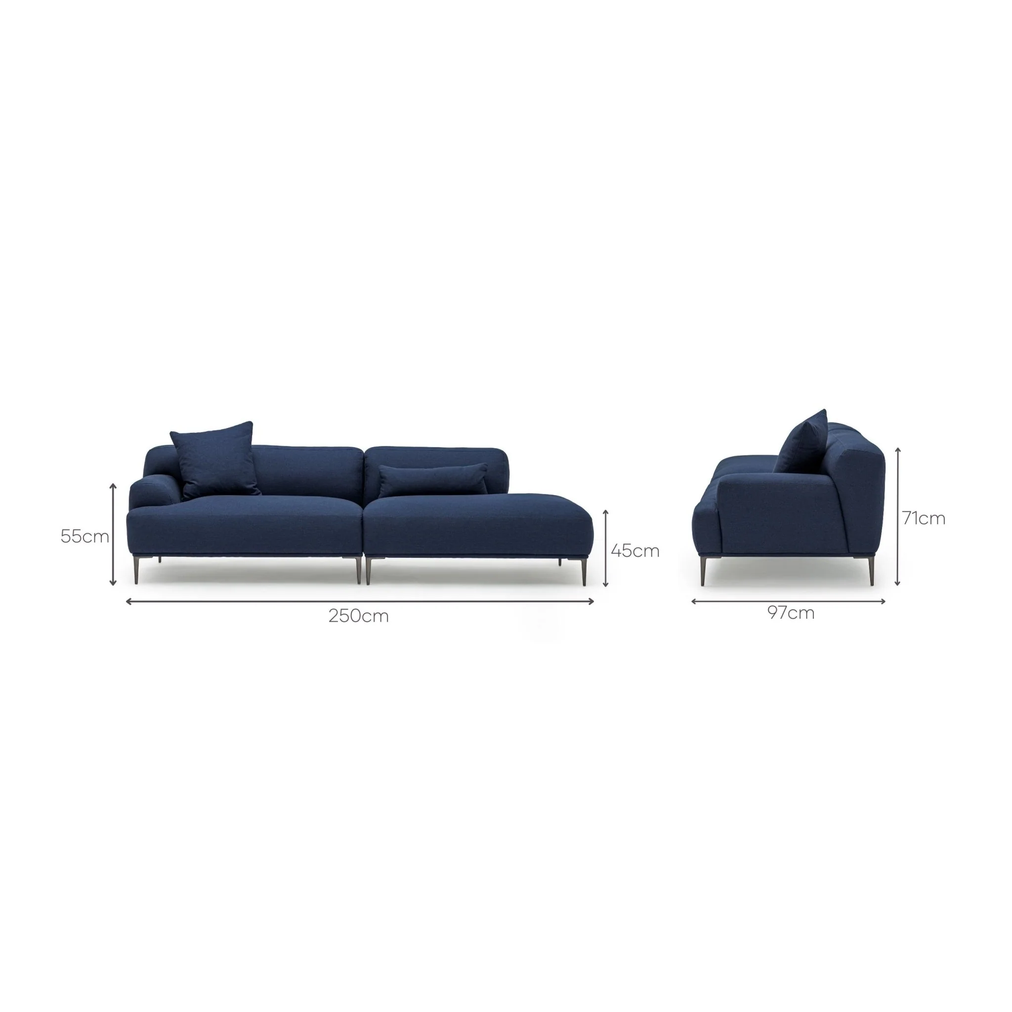 Amelia Open End Sofa - Midnight Blue - Image 5
