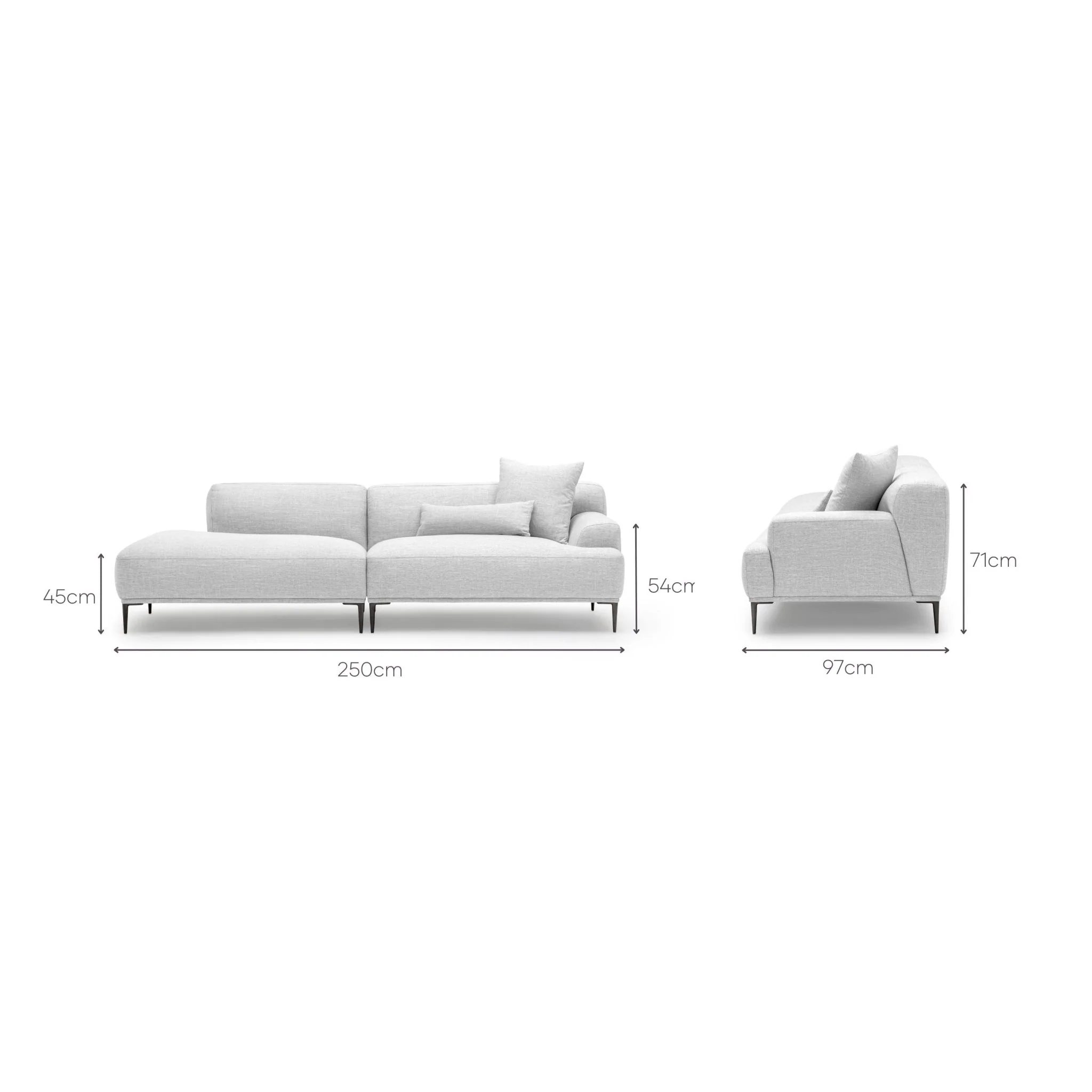 Amelia Open End Sofa - Silver - Image 4