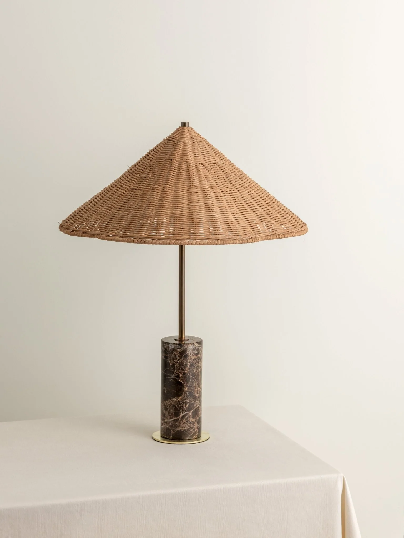 Ardini - 1 Light Rattan And Brown Marble Table Lamp