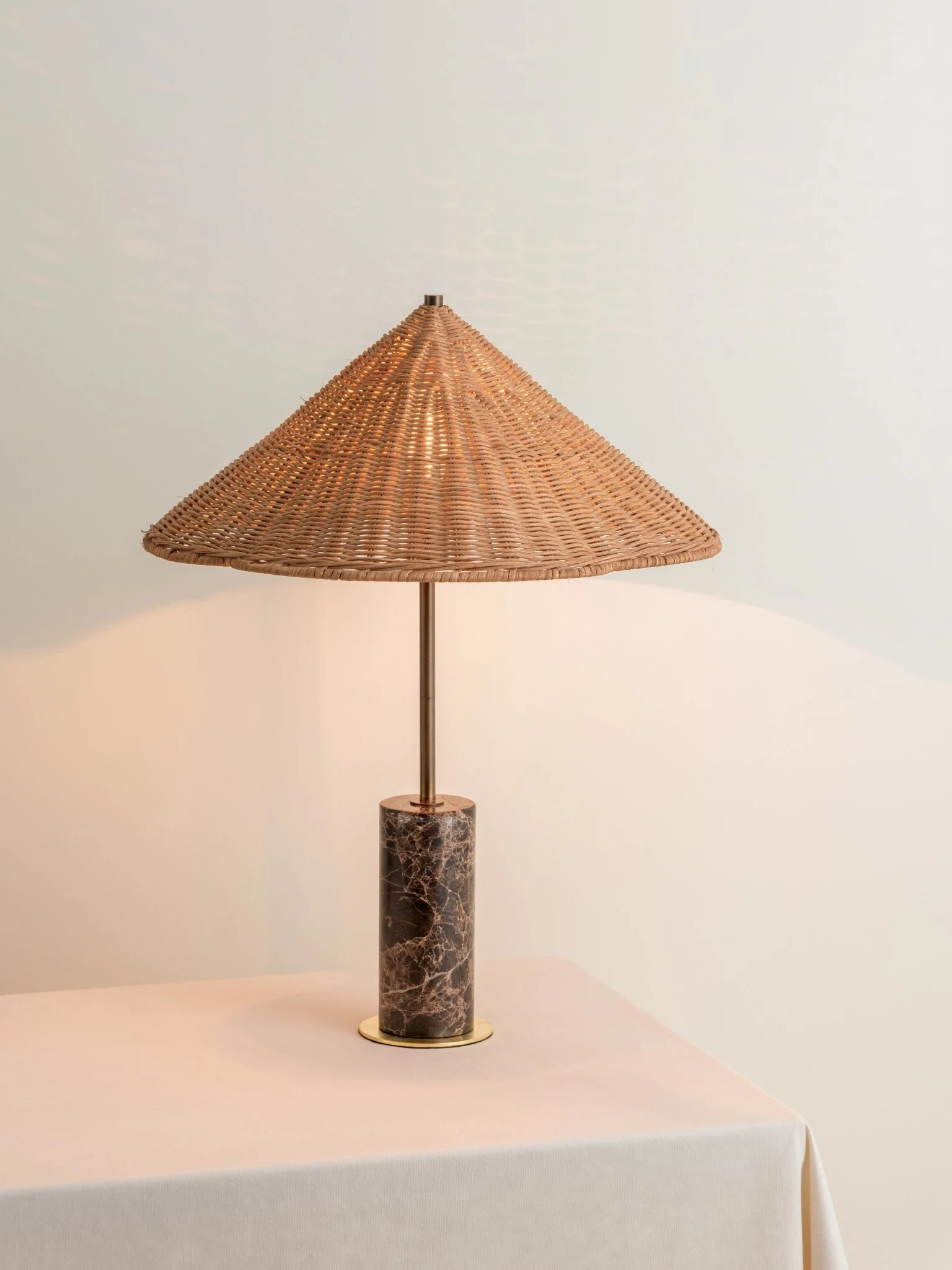 Ardini - 1 Light Rattan And Brown Marble Table Lamp - Image 2