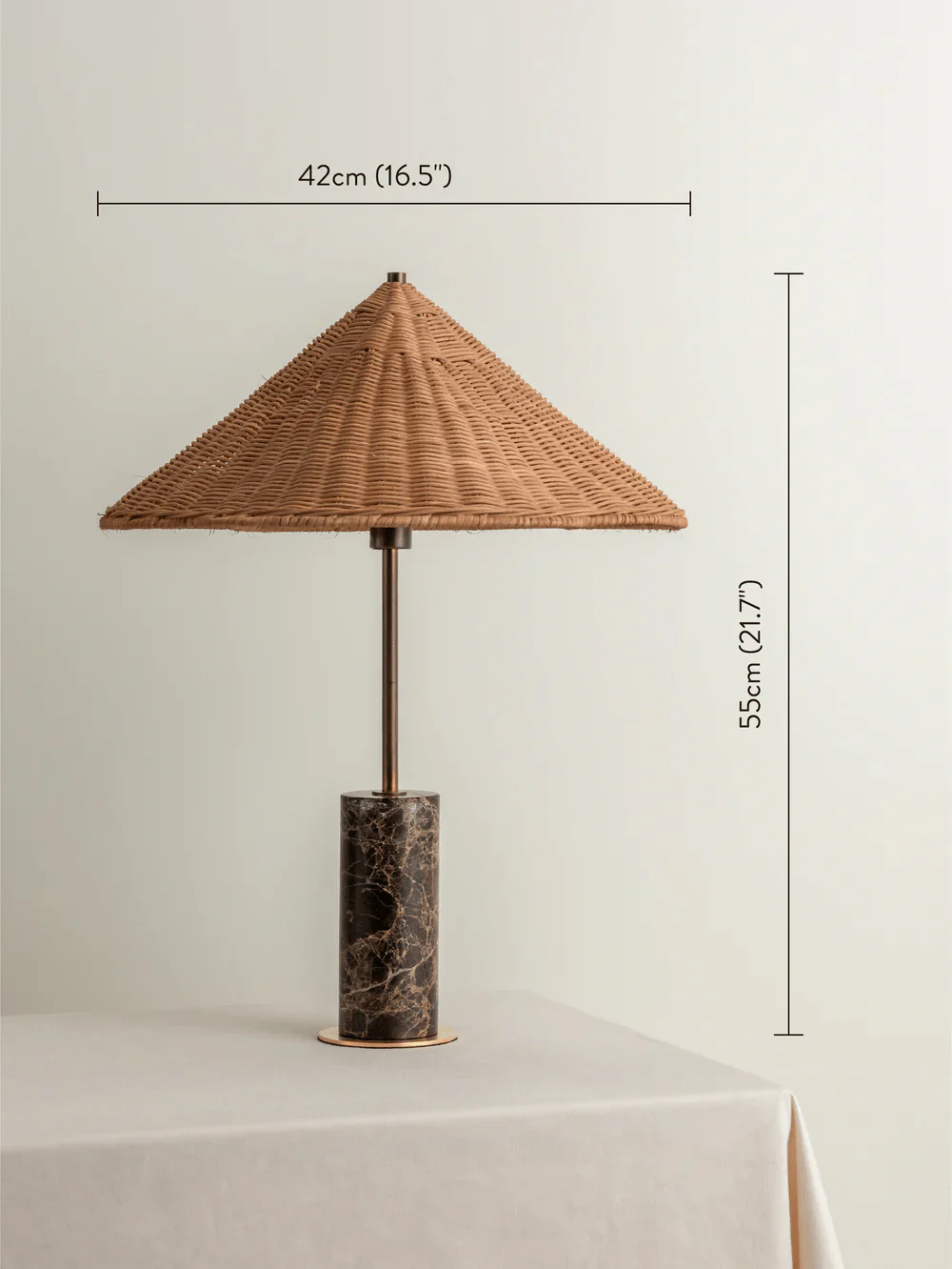 Ardini - 1 Light Rattan And Brown Marble Table Lamp - Image 6