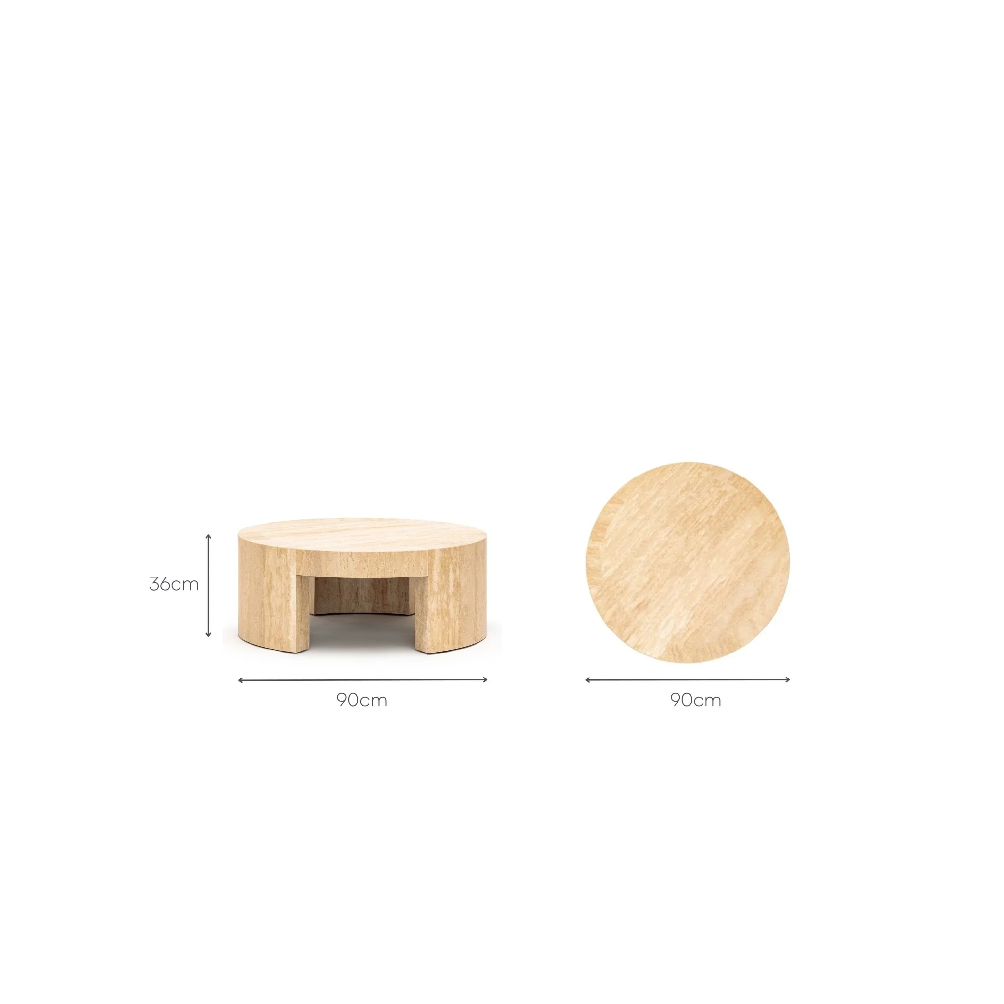 Arno Round Coffee Table - Travertine - Image 10