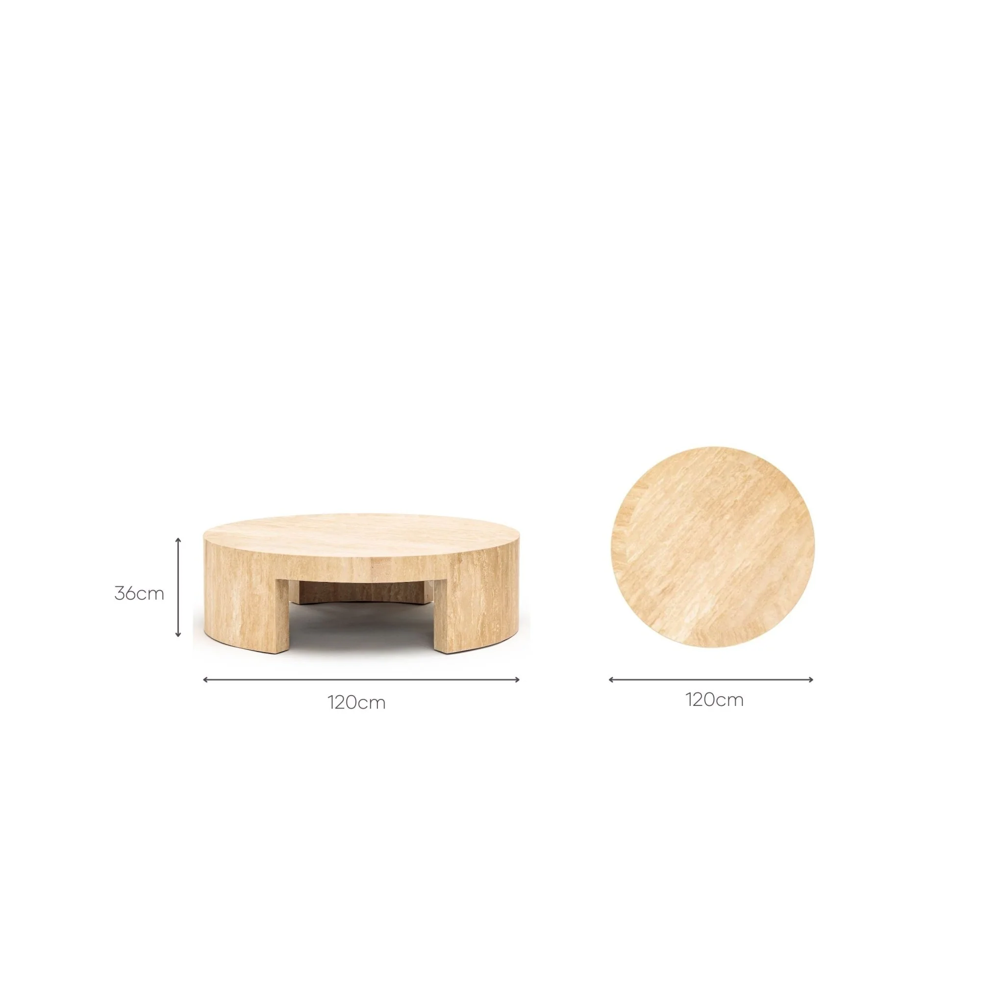 Arno Round Coffee Table - Travertine - Image 19