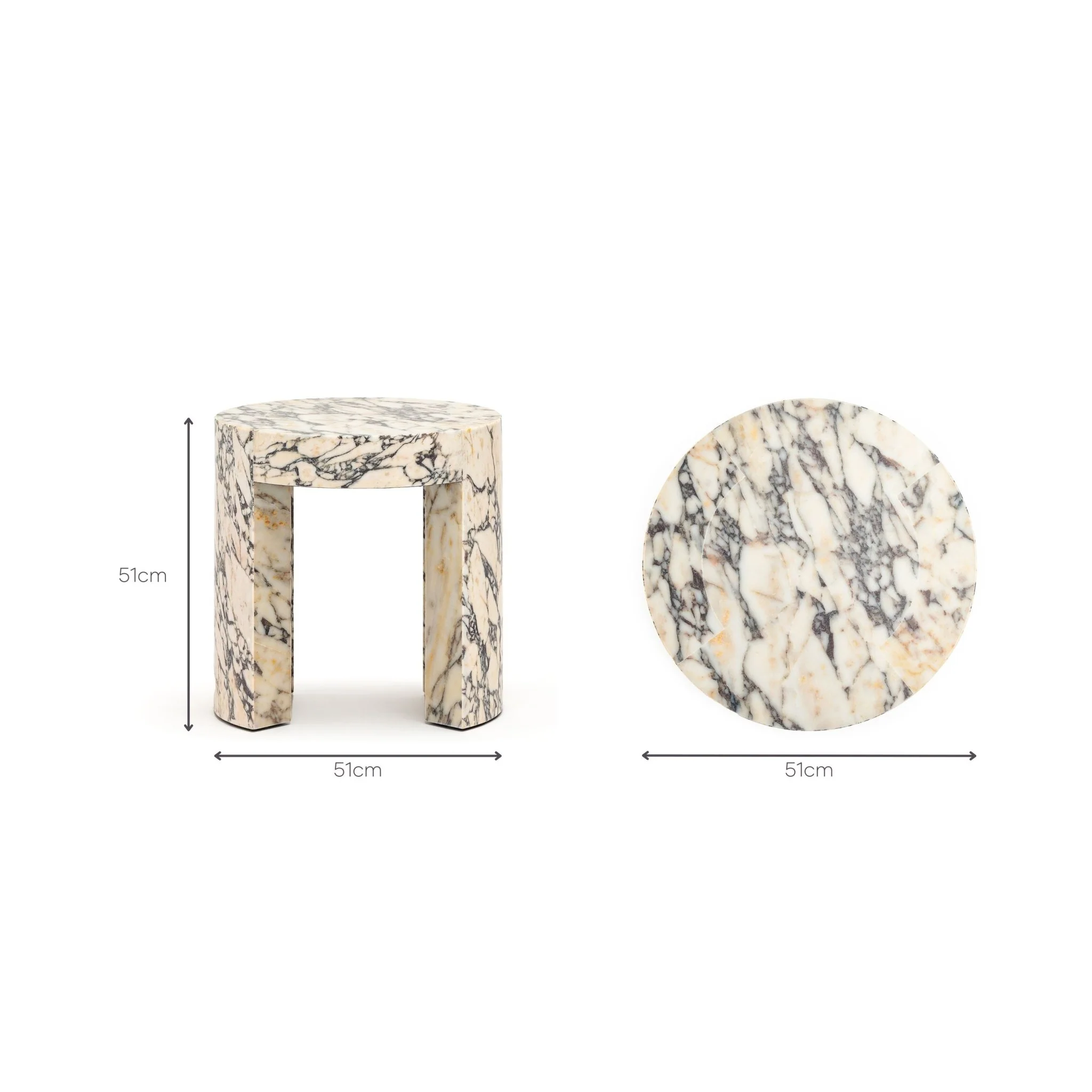 Arno Round Side Table - Calacatta Viola - Image 13