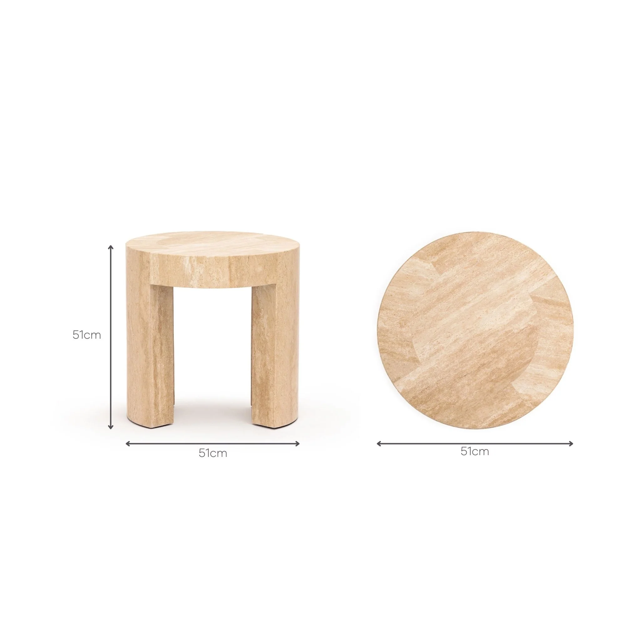 Arno Round Side Table - Travertine - Image 10