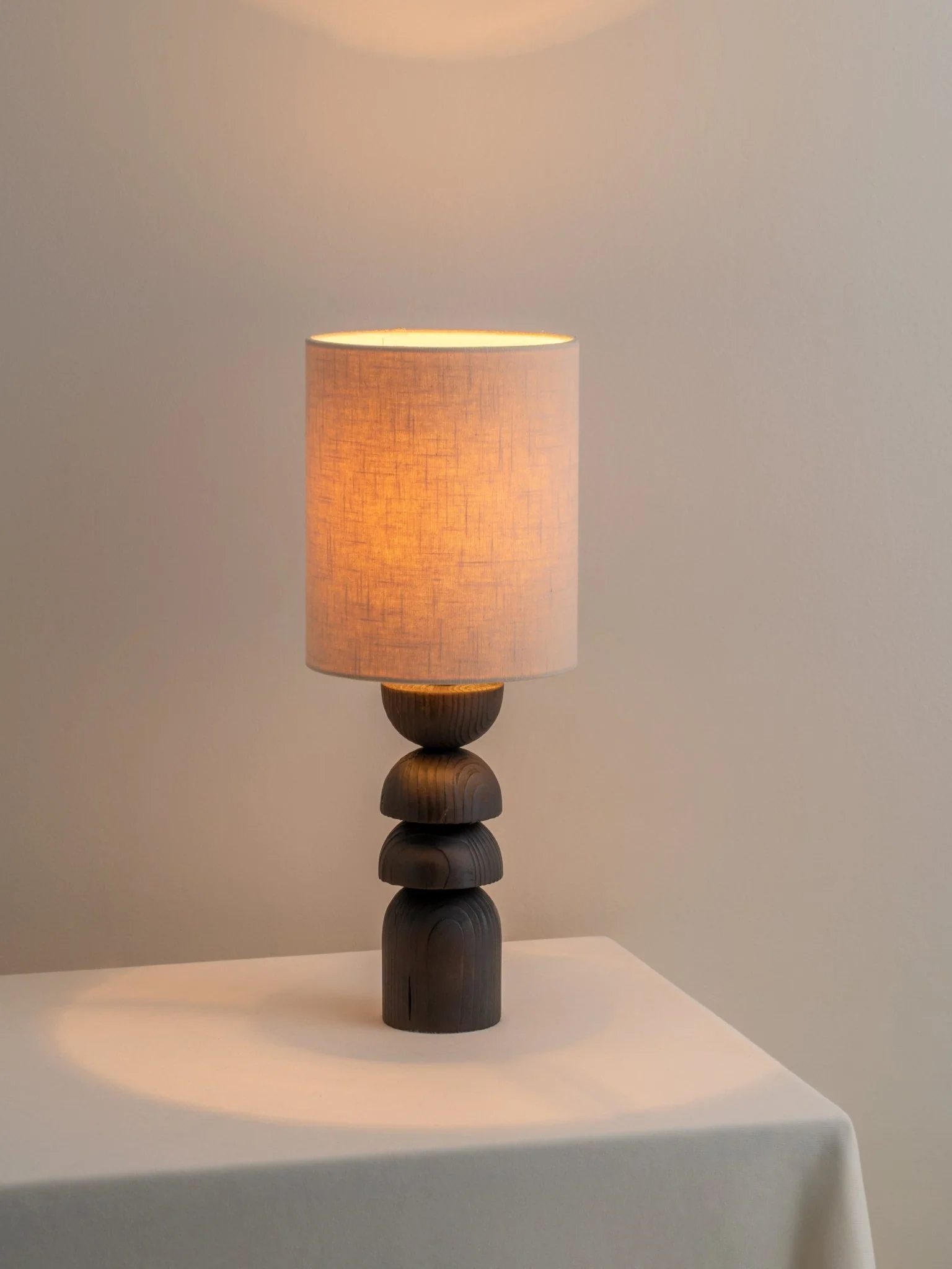 Aska - Small Charred Wood And Natural Linen Table Lamp - Image 2