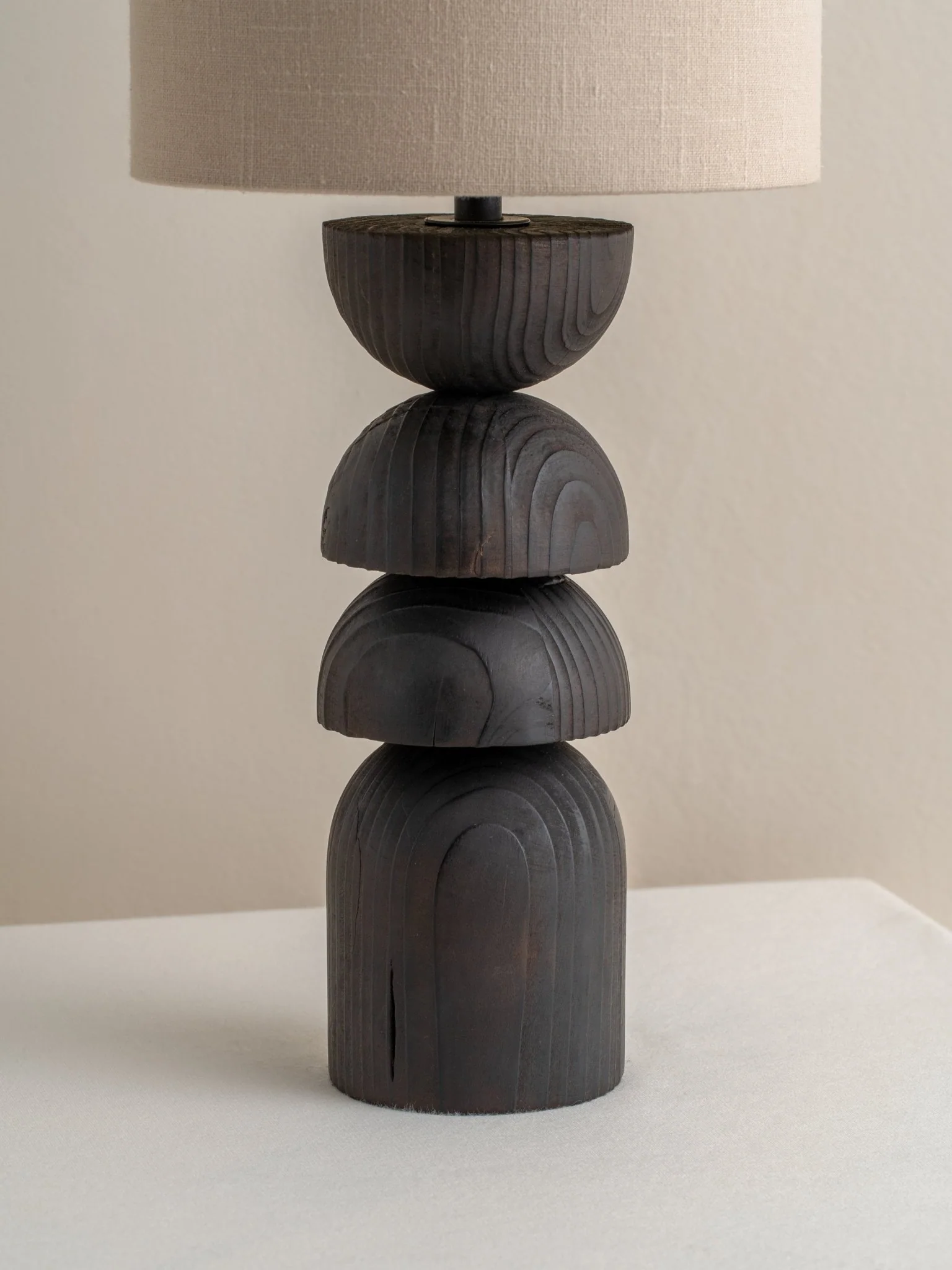 Aska - Small Charred Wood And Natural Linen Table Lamp - Image 4