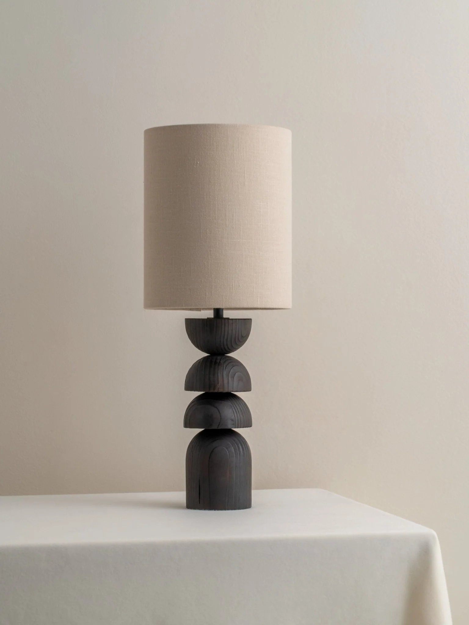 Aska - Small Charred Wood And Natural Linen Table Lamp - Image 5