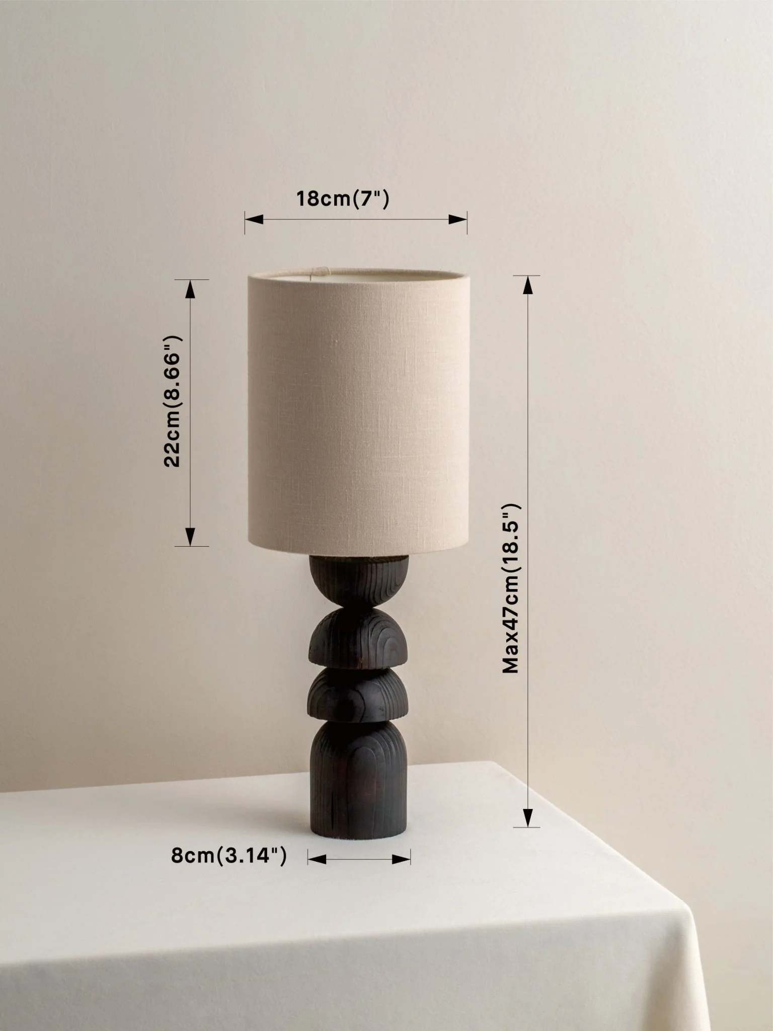 Aska - Small Charred Wood And Natural Linen Table Lamp - Image 6