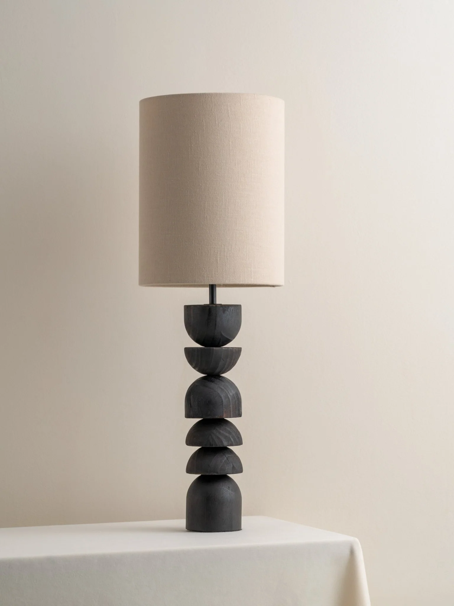 Aska - Tall Charred Wood And Natural Linen Table Lamp - Image 3