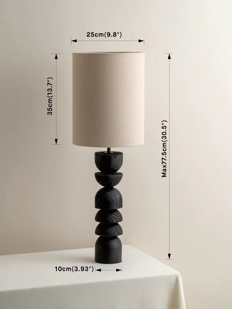 Aska - Tall Charred Wood And Natural Linen Table Lamp - Image 6