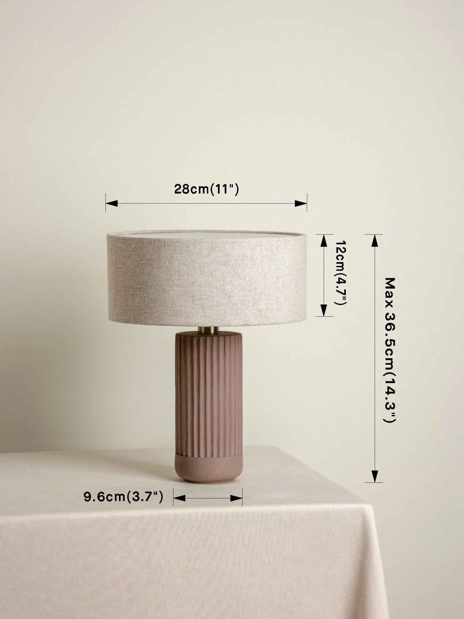Avero - Medium Taupe Ribbed Concrete Table Lamp - Image 6