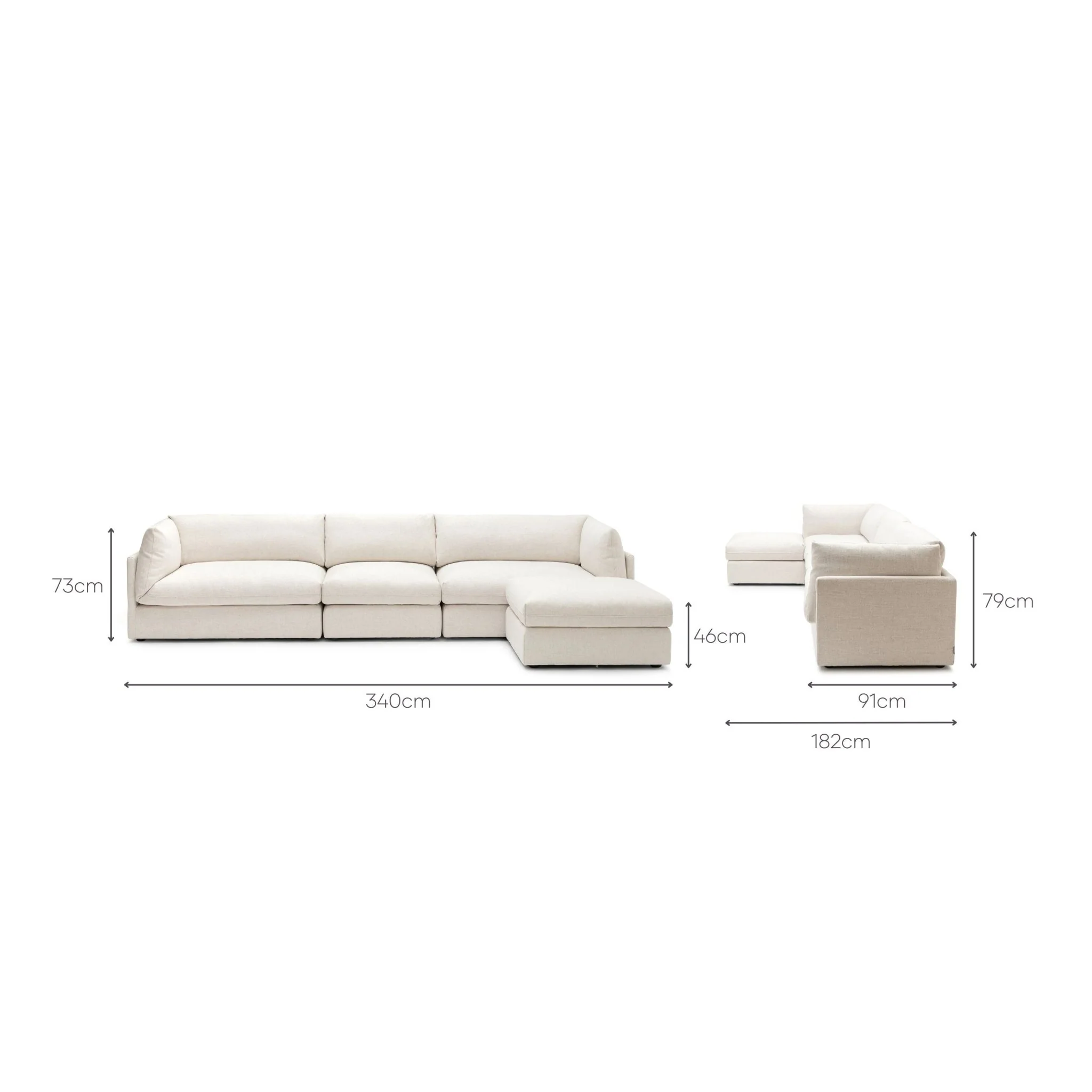 Avery Modular Sofa With Ottoman - Sand - Image 15