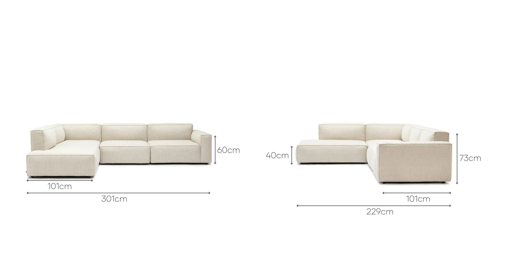 Baker Corner Sofa Set - Oatmeal - Image 14
