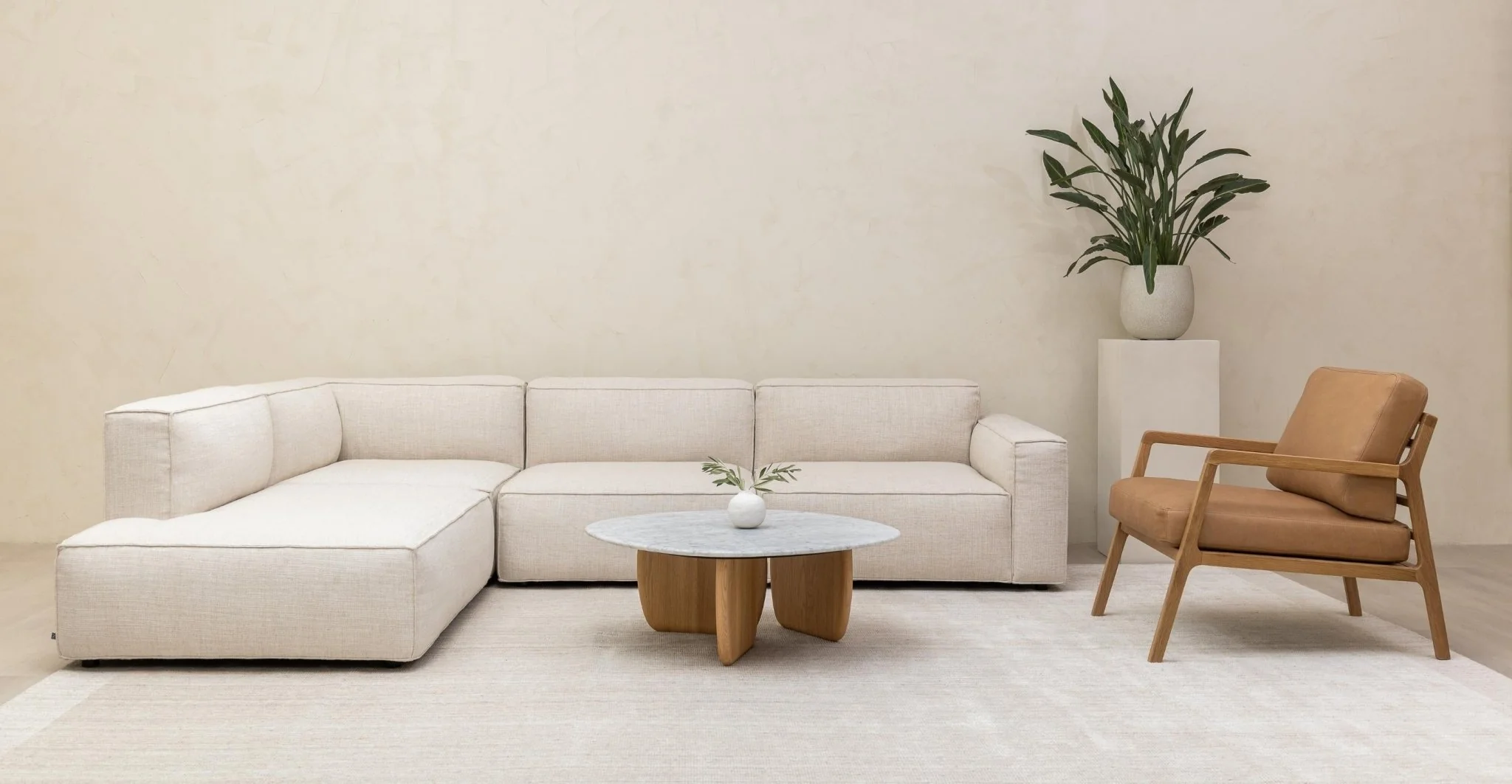 Baker Corner Sofa Set - Oatmeal - Image 2