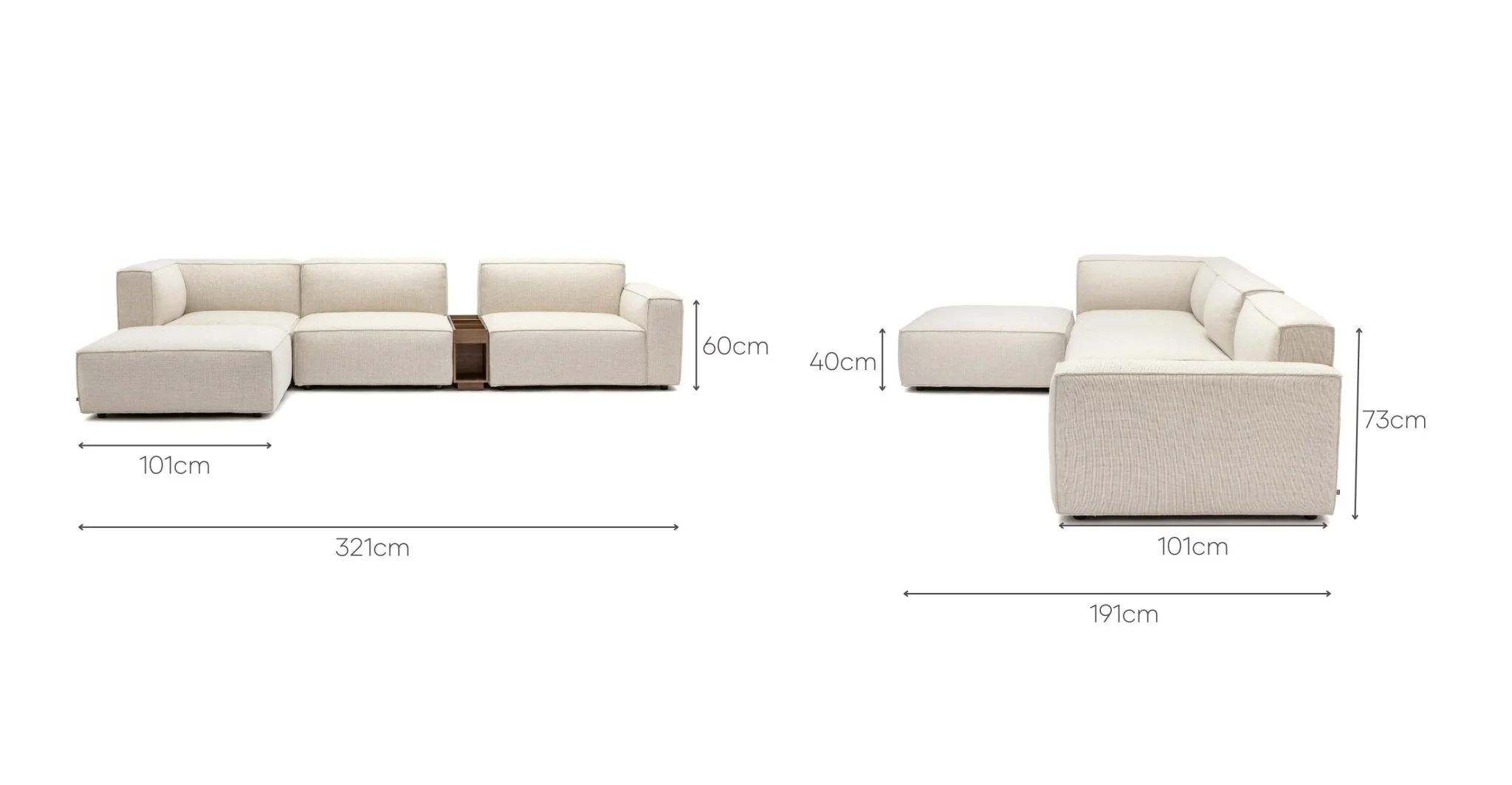 Baker Corner Sofa With Ottoman & Storage - Oatmeal - Image 12