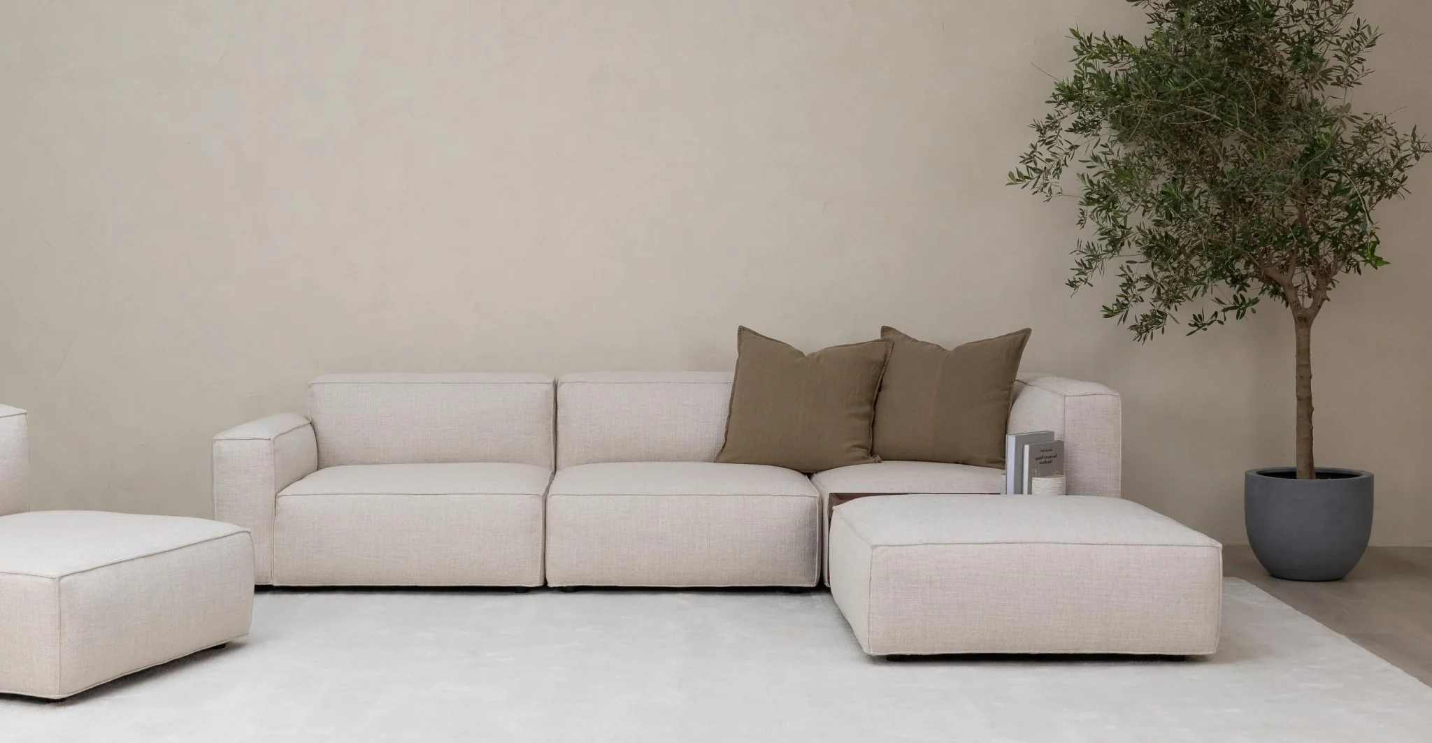 Baker Corner Sofa With Ottoman & Storage - Oatmeal - Image 14