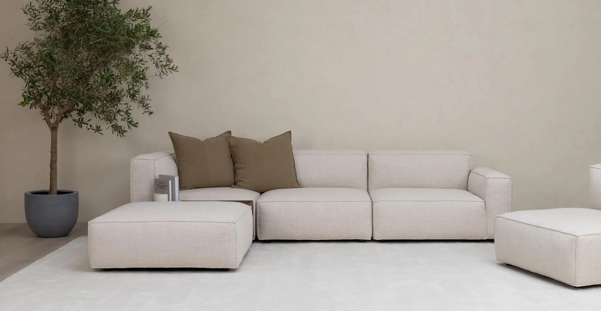Baker Corner Sofa With Ottoman & Storage - Oatmeal - Image 2