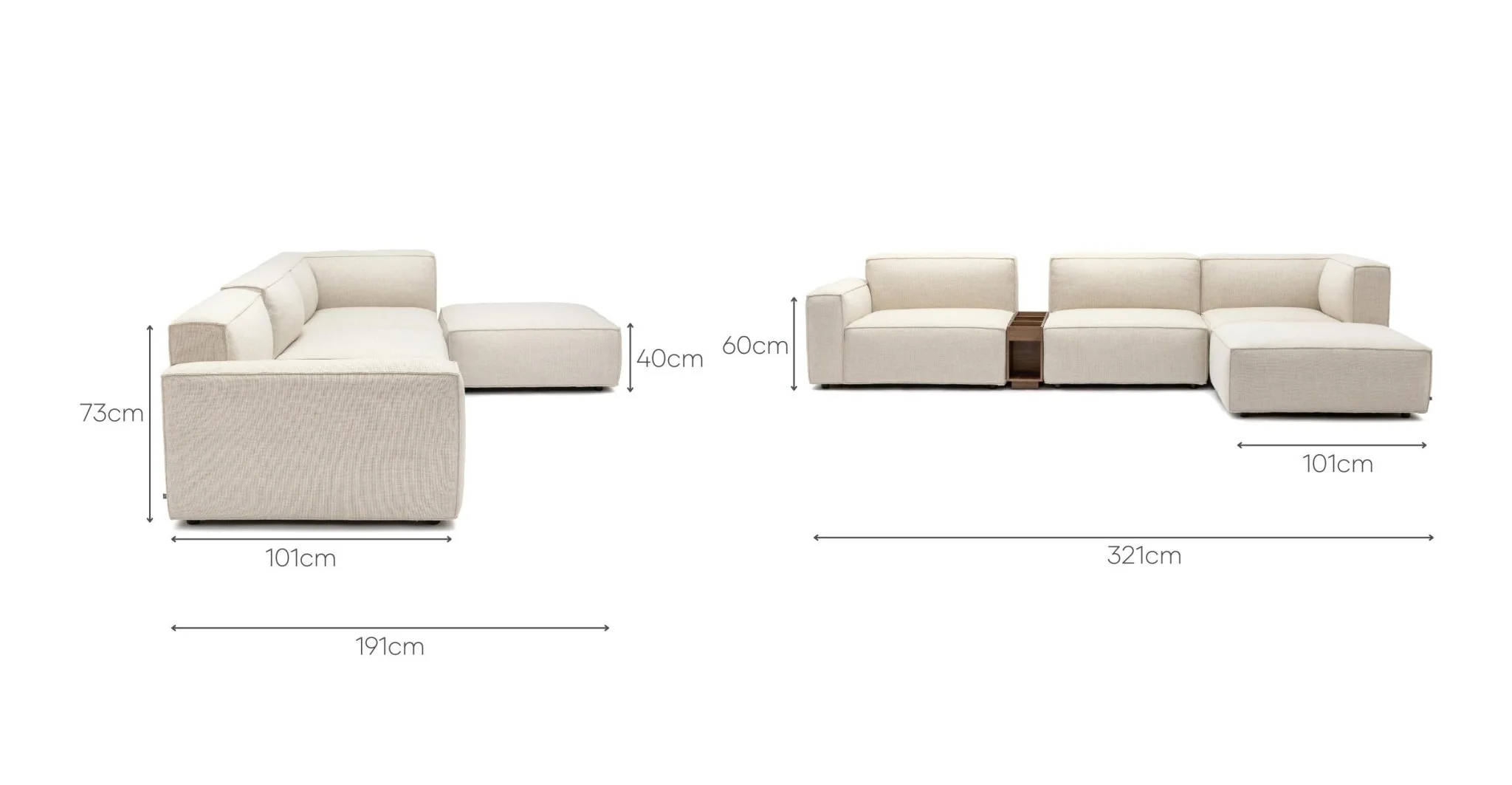 Baker Corner Sofa With Ottoman & Storage - Oatmeal - Image 24