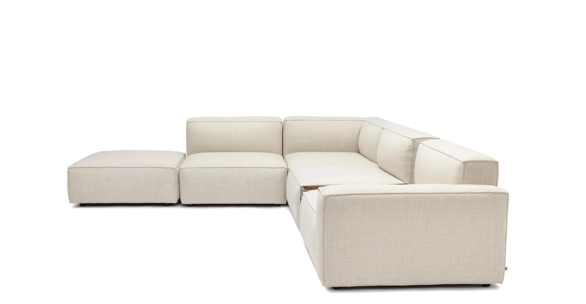 Baker Large Corner Sofa With Ottoman & Storage - Oatmeal - Image 4