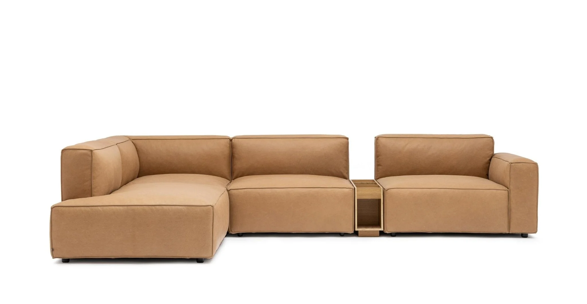 Baker Corner Sofa With Storage - Pecan Leather
