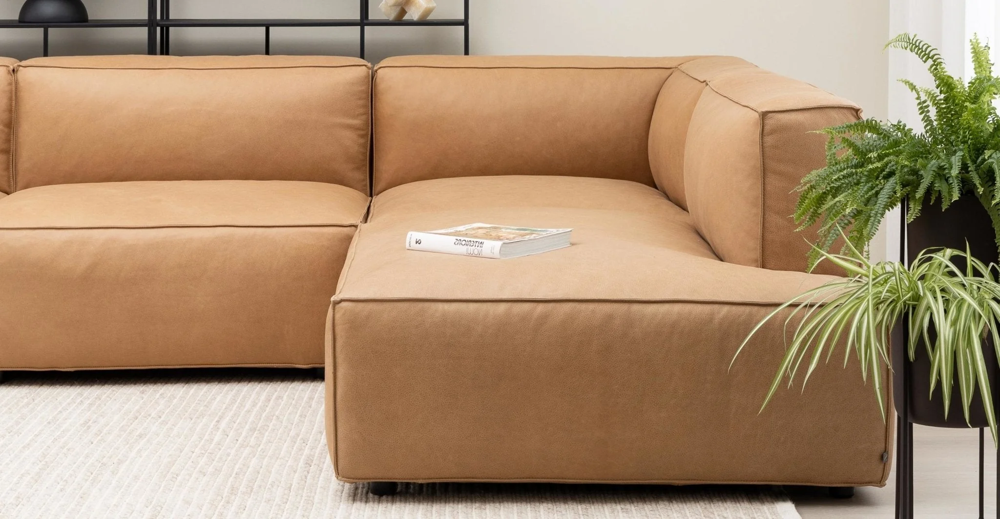 Baker Corner Sofa With Storage - Pecan Leather - Image 20