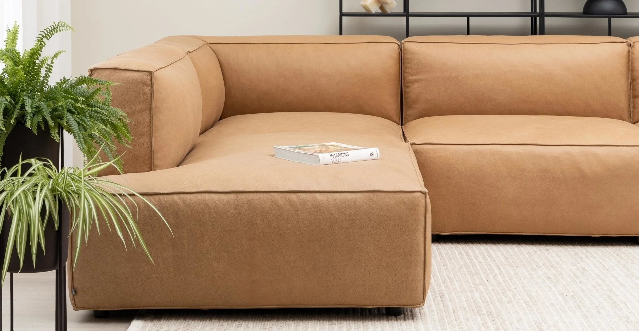Baker Corner Sofa With Storage - Pecan Leather - Image 6