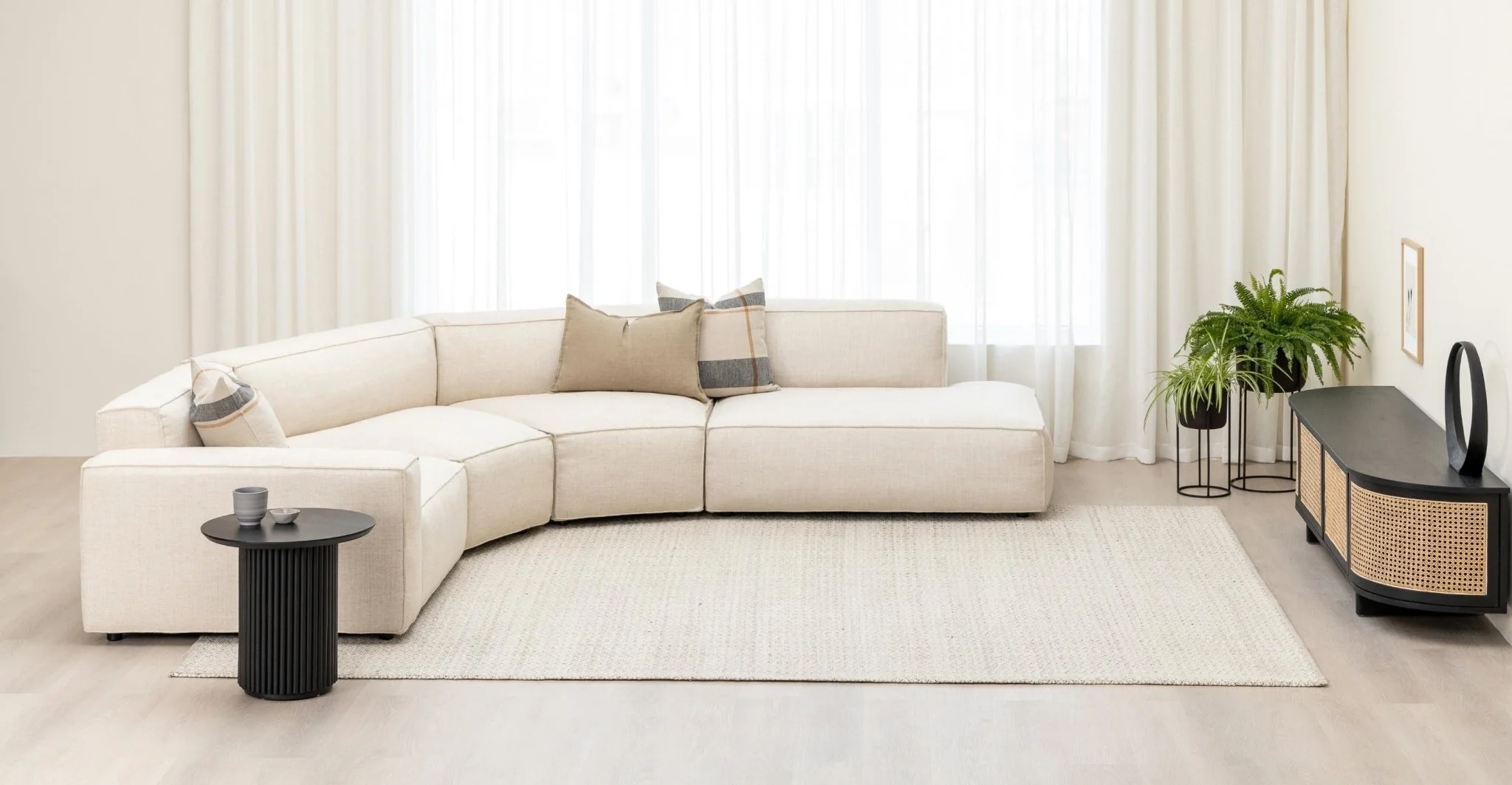 Baker Curved Large Open Sofa - Oatmeal - Image 15