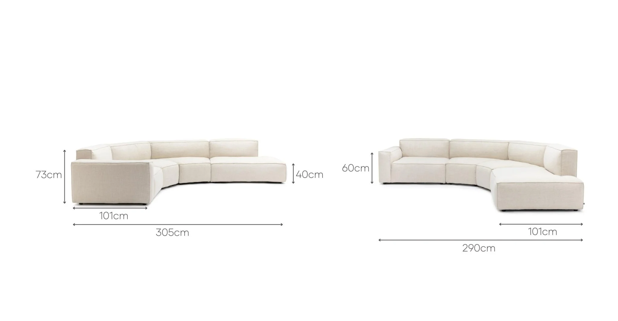 Baker Curved Large Open Sofa - Oatmeal - Image 24