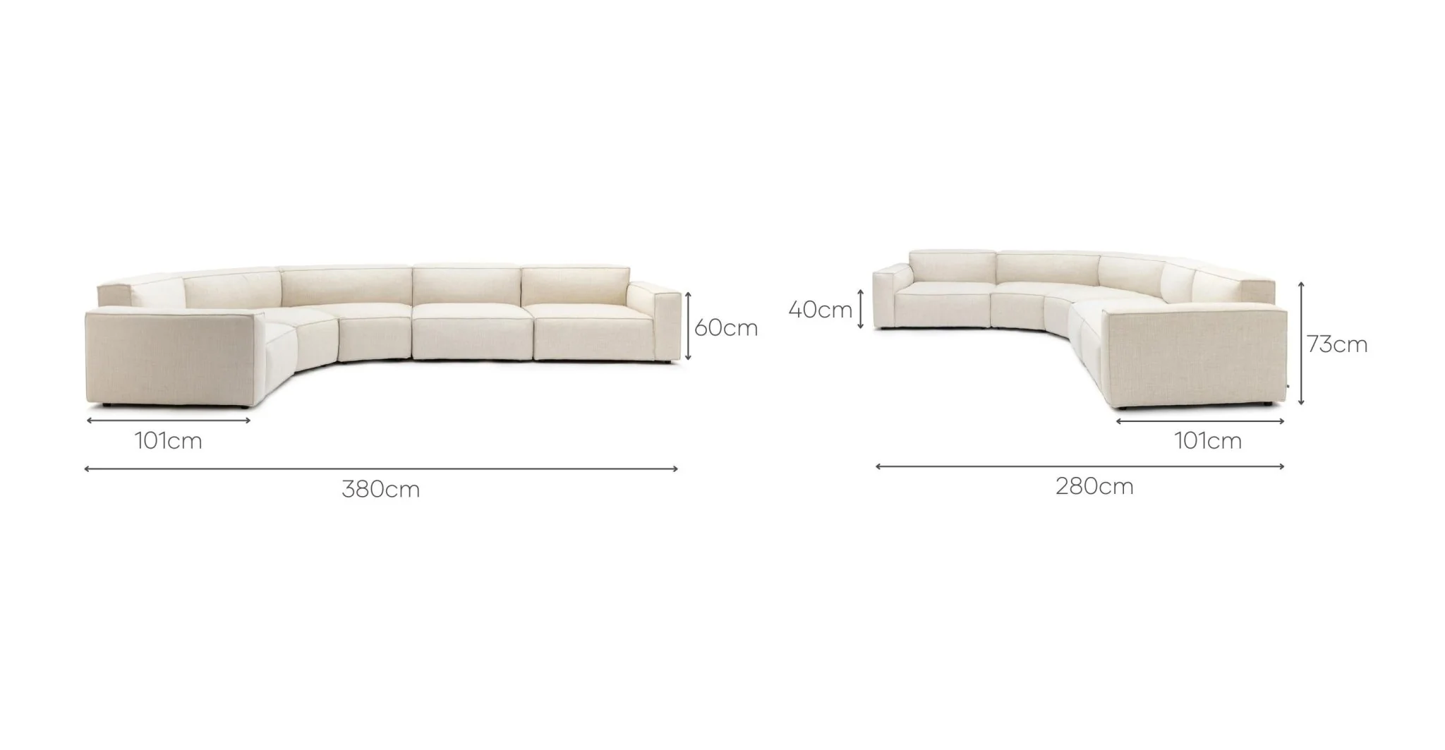 Baker Curved Extra Large Sofa - Oatmeal - Image 18