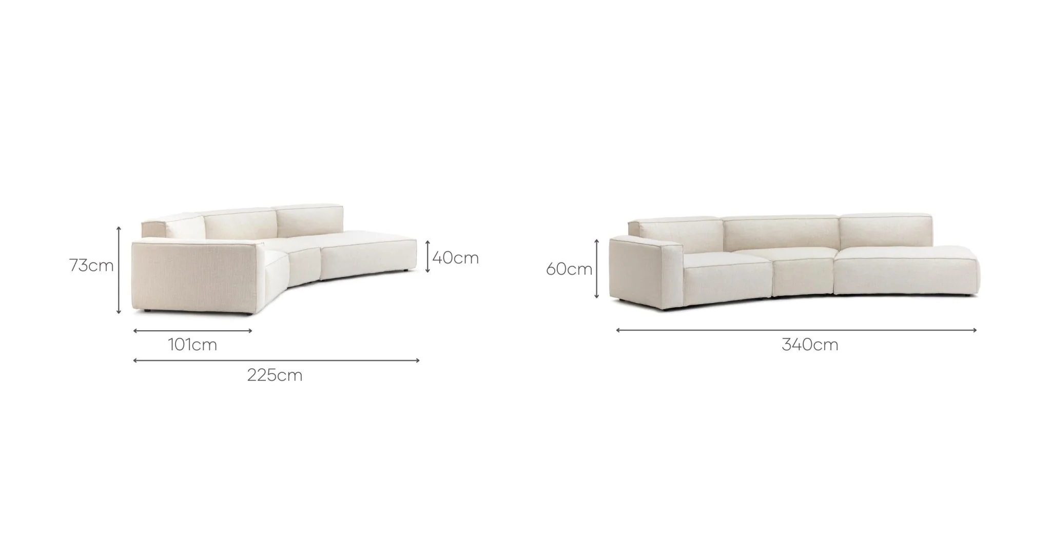 Baker Curved Open Sofa - Oatmeal - Image 24