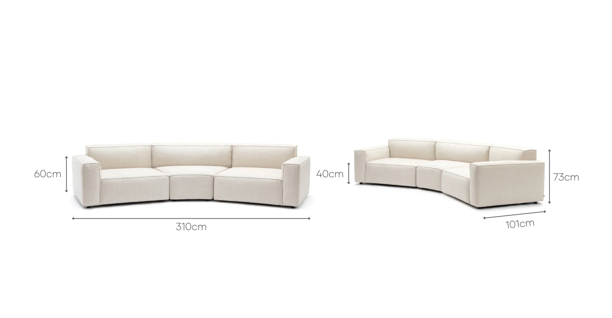 Baker Curved Sofa - Oatmeal - Image 15