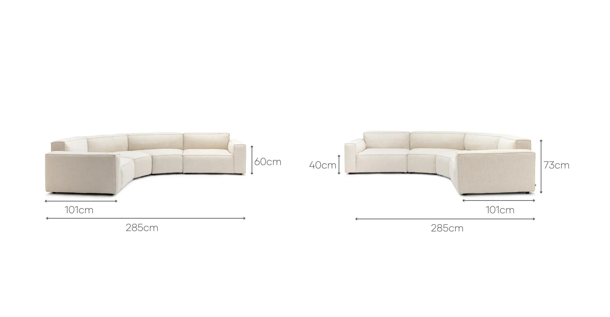 Baker Curved Large Sofa - Oatmeal - Image 15