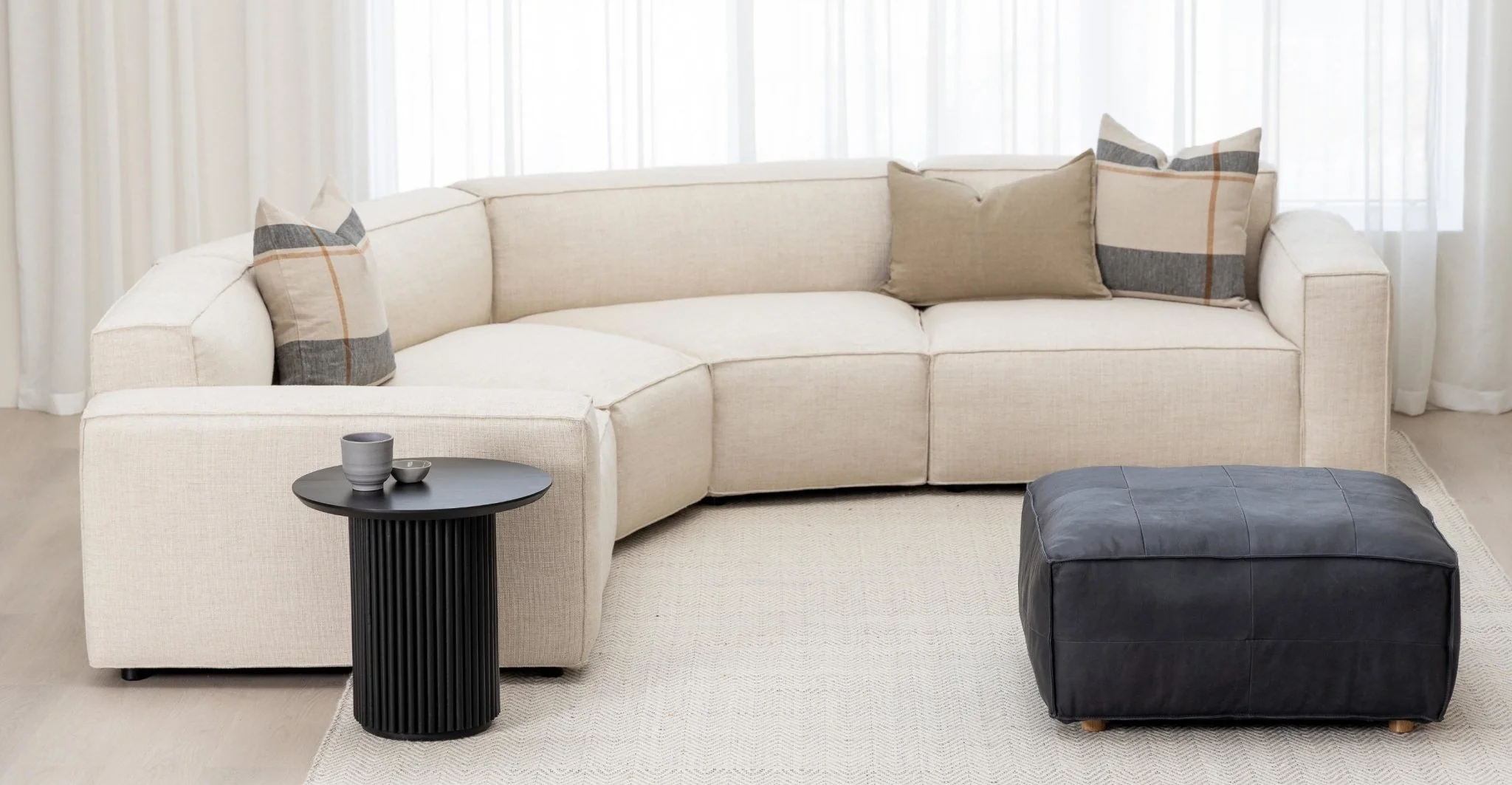 Baker Curved Large Sofa - Oatmeal - Image 2