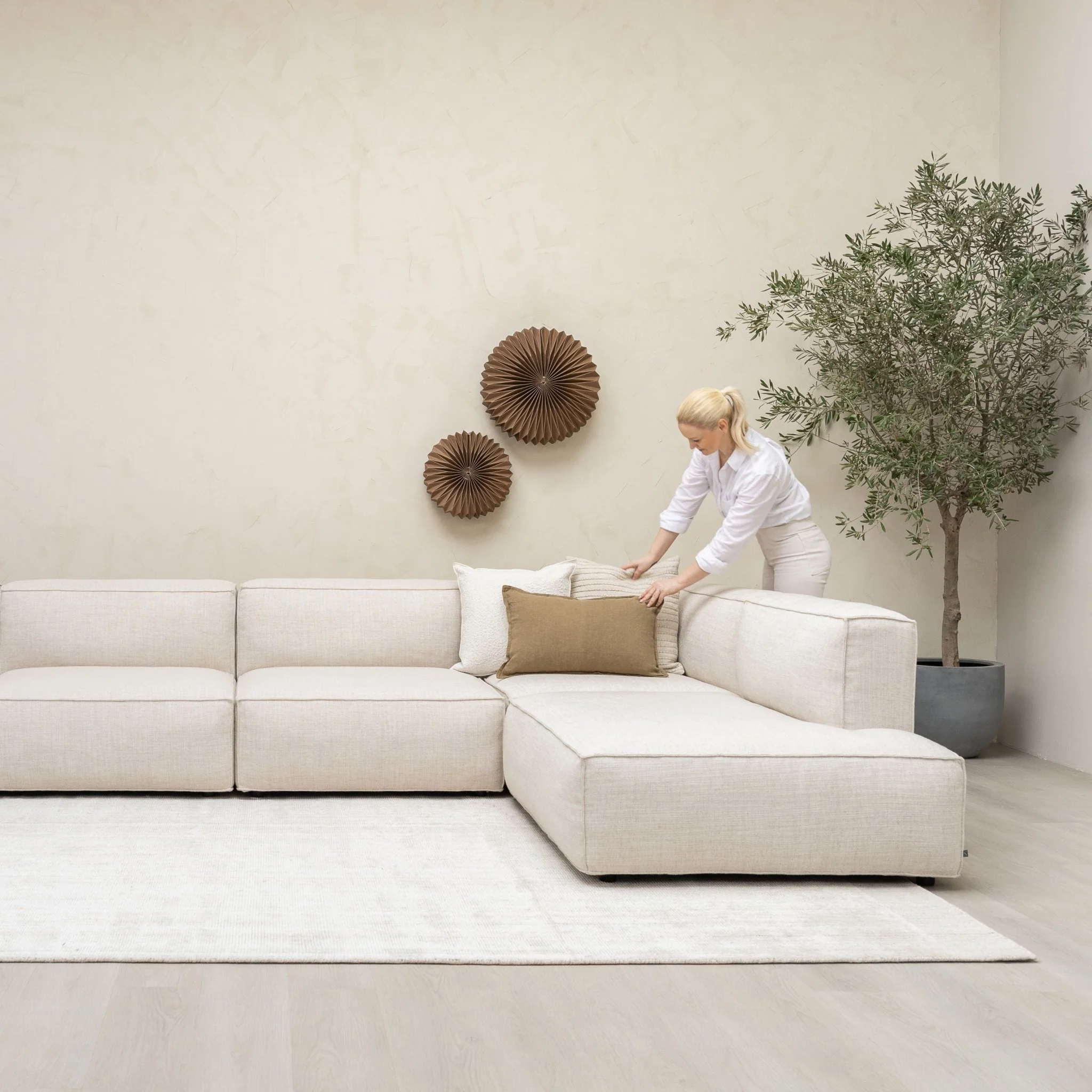 Baker Large Corner Sofa Set - Oatmeal - Image 9