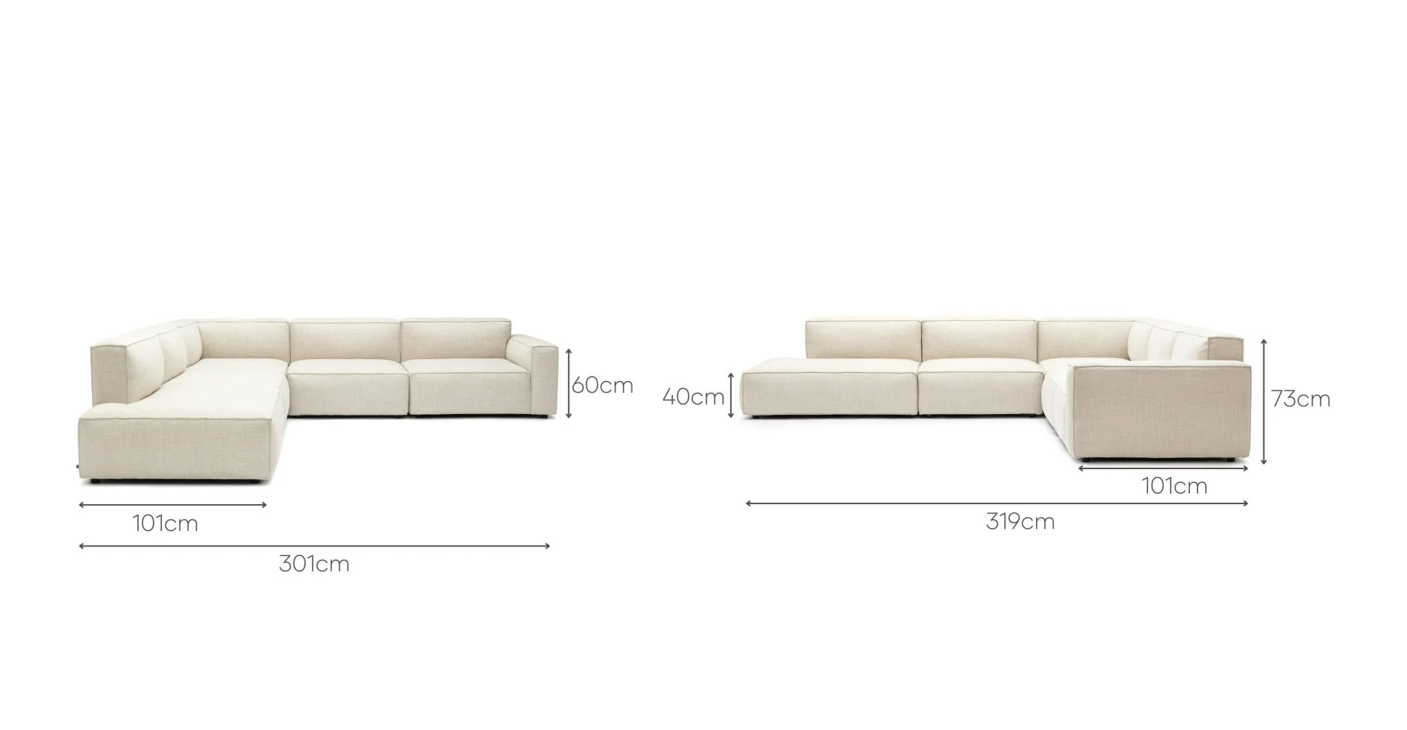 Baker Large Corner Sofa Set - Oatmeal - Image 11