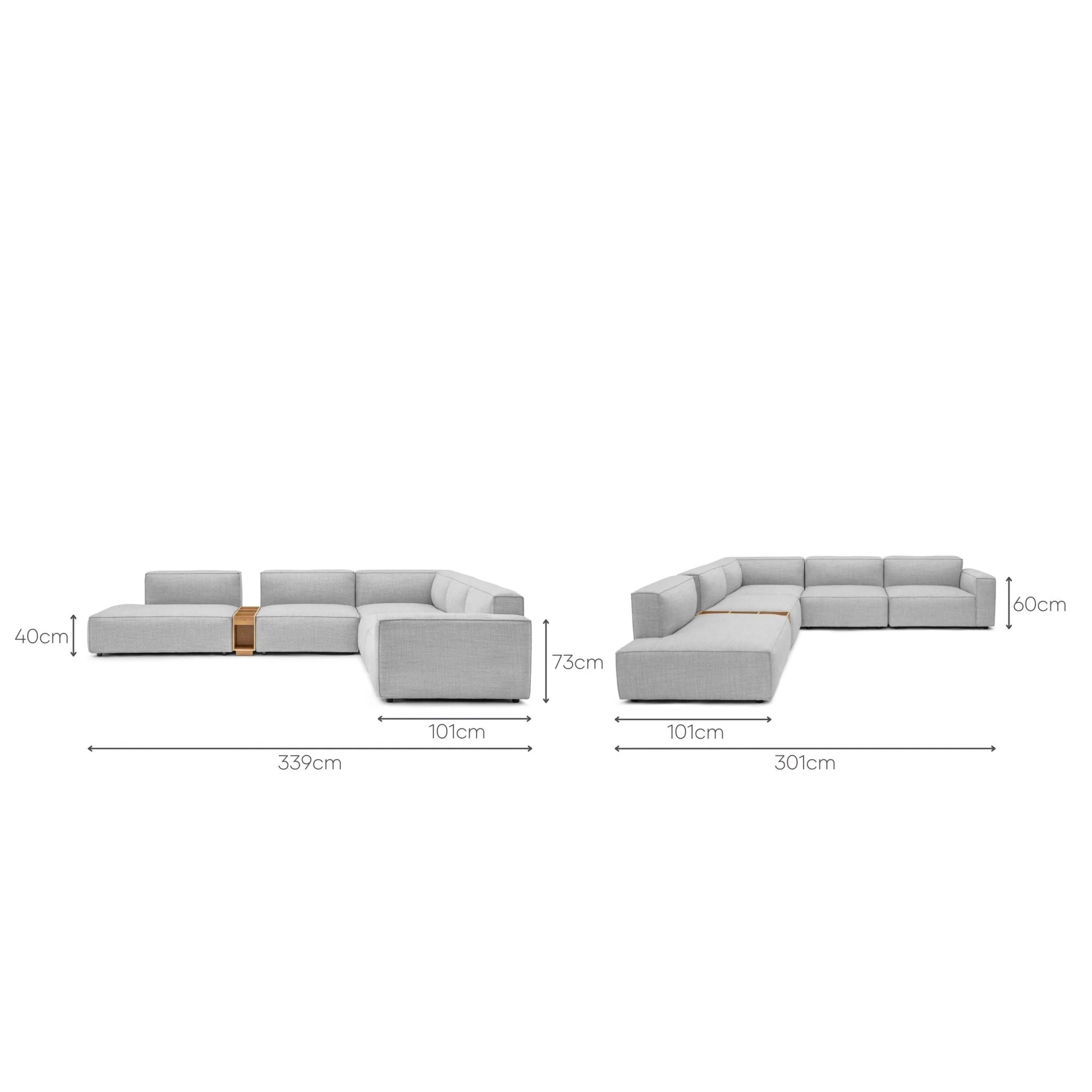 Baker Large Corner Sofa Set With Storage Table - Diamond - Image 12