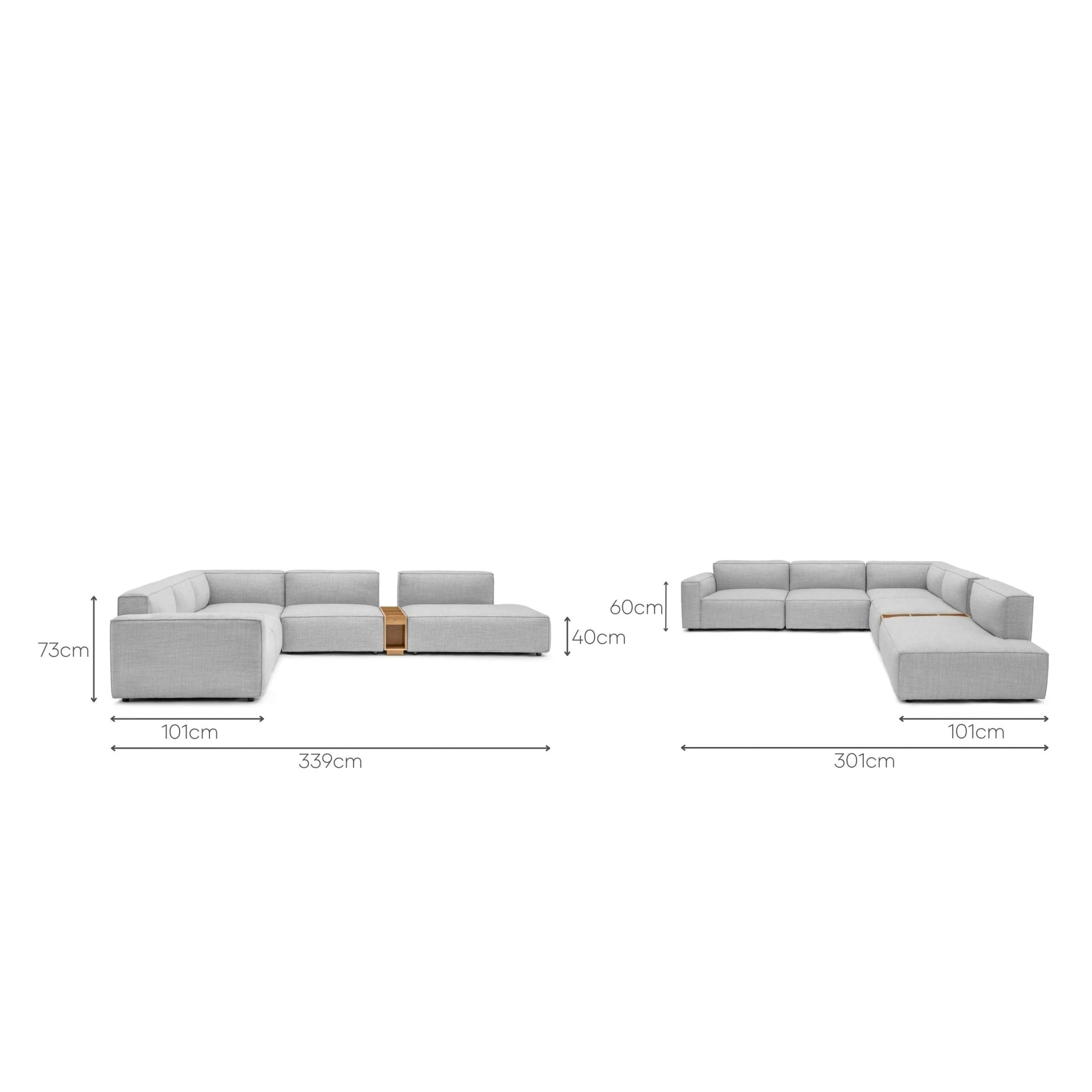 Baker Large Corner Sofa Set With Storage Table - Diamond - Image 6