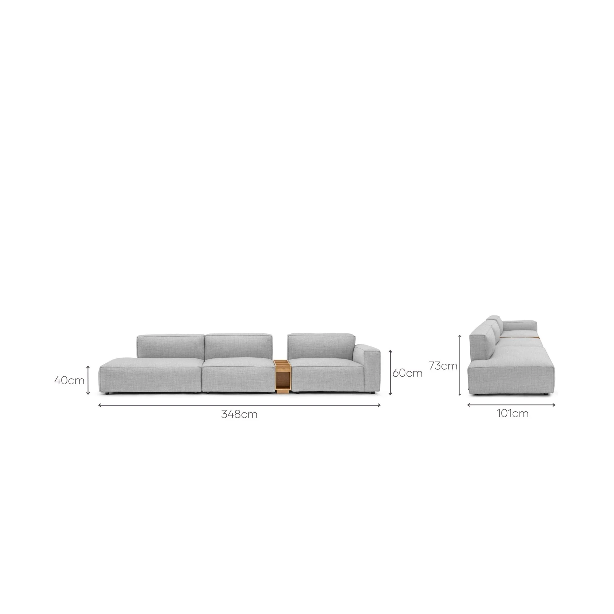 Baker Large Open End Sofa With Storage Table - Diamond - Image 12