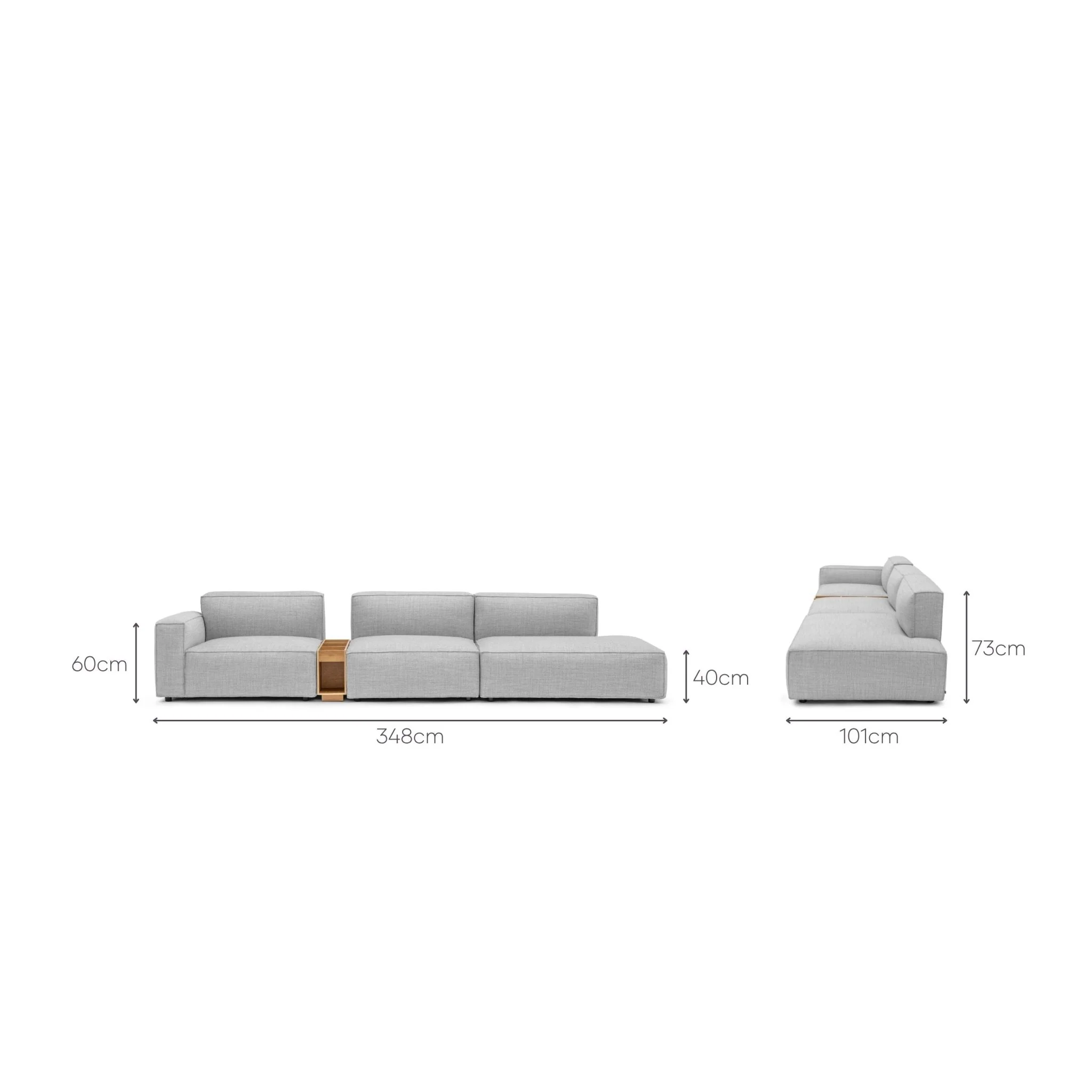Baker Large Open End Sofa With Storage Table - Diamond - Image 6