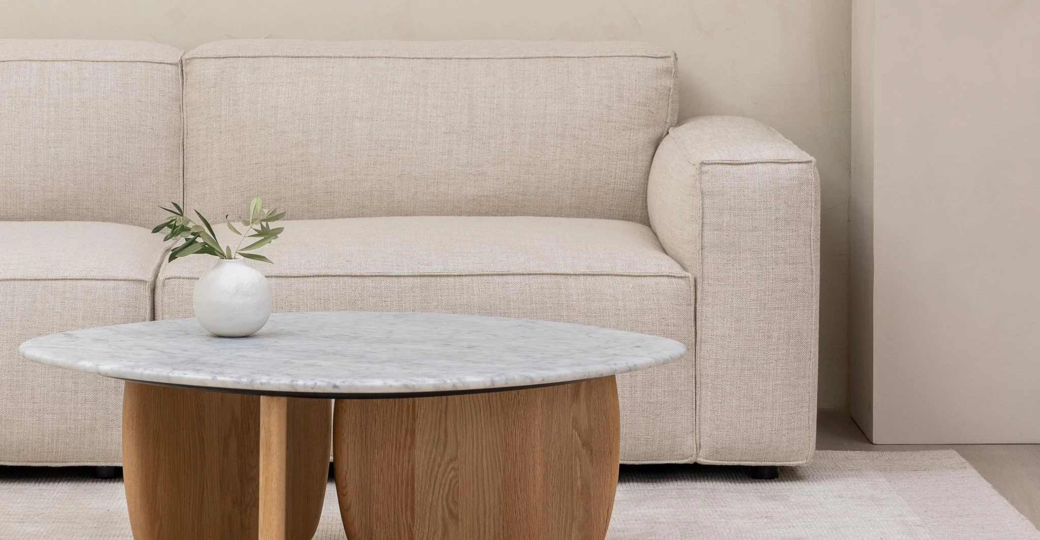 Baker Large Open End Sofa With Storage Table - Oatmeal - Image 2